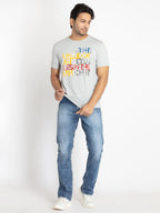 Mens Front Printed Round Neck T-shirt