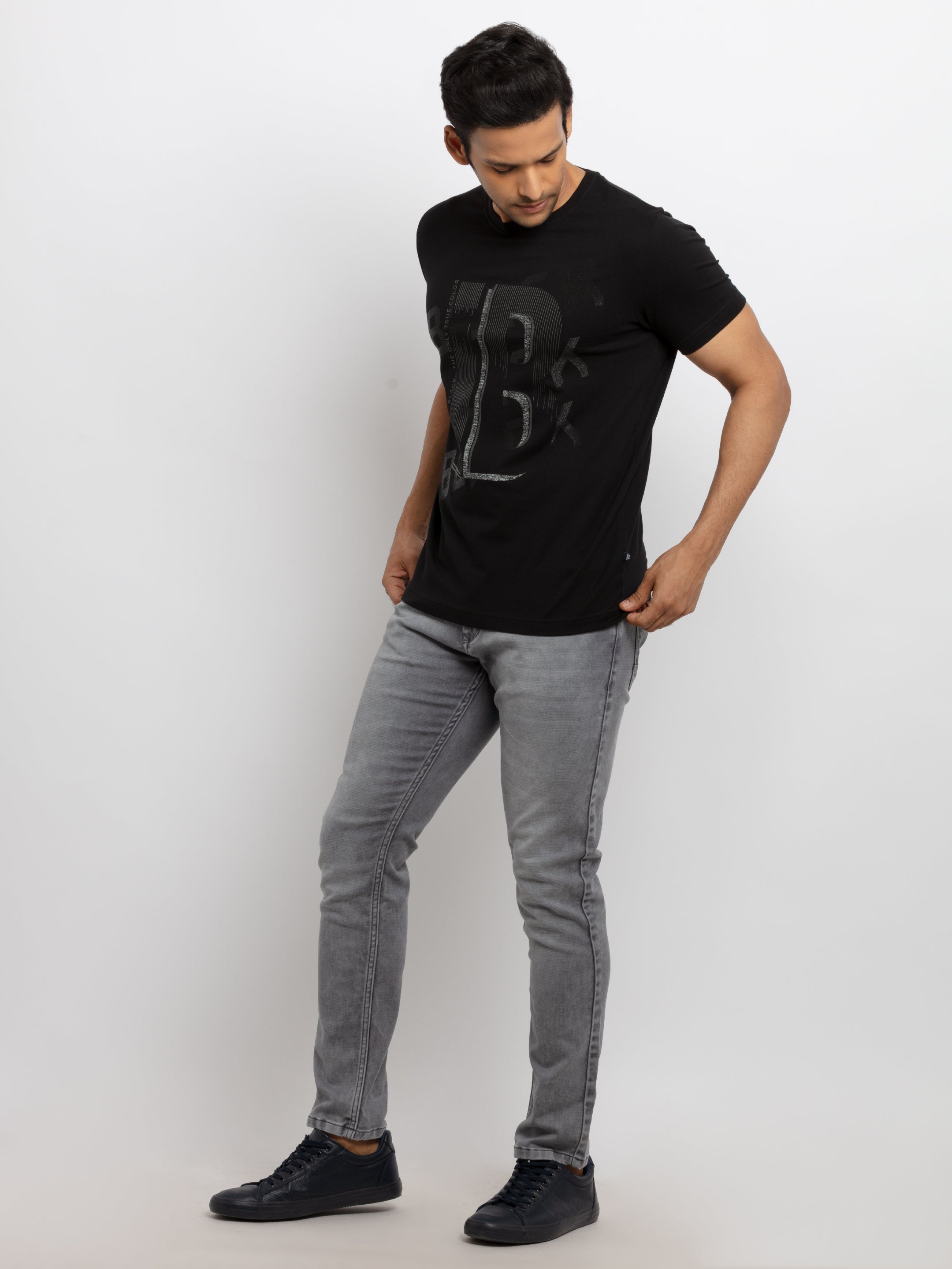 Mens Printed  Round Neck T-shirt