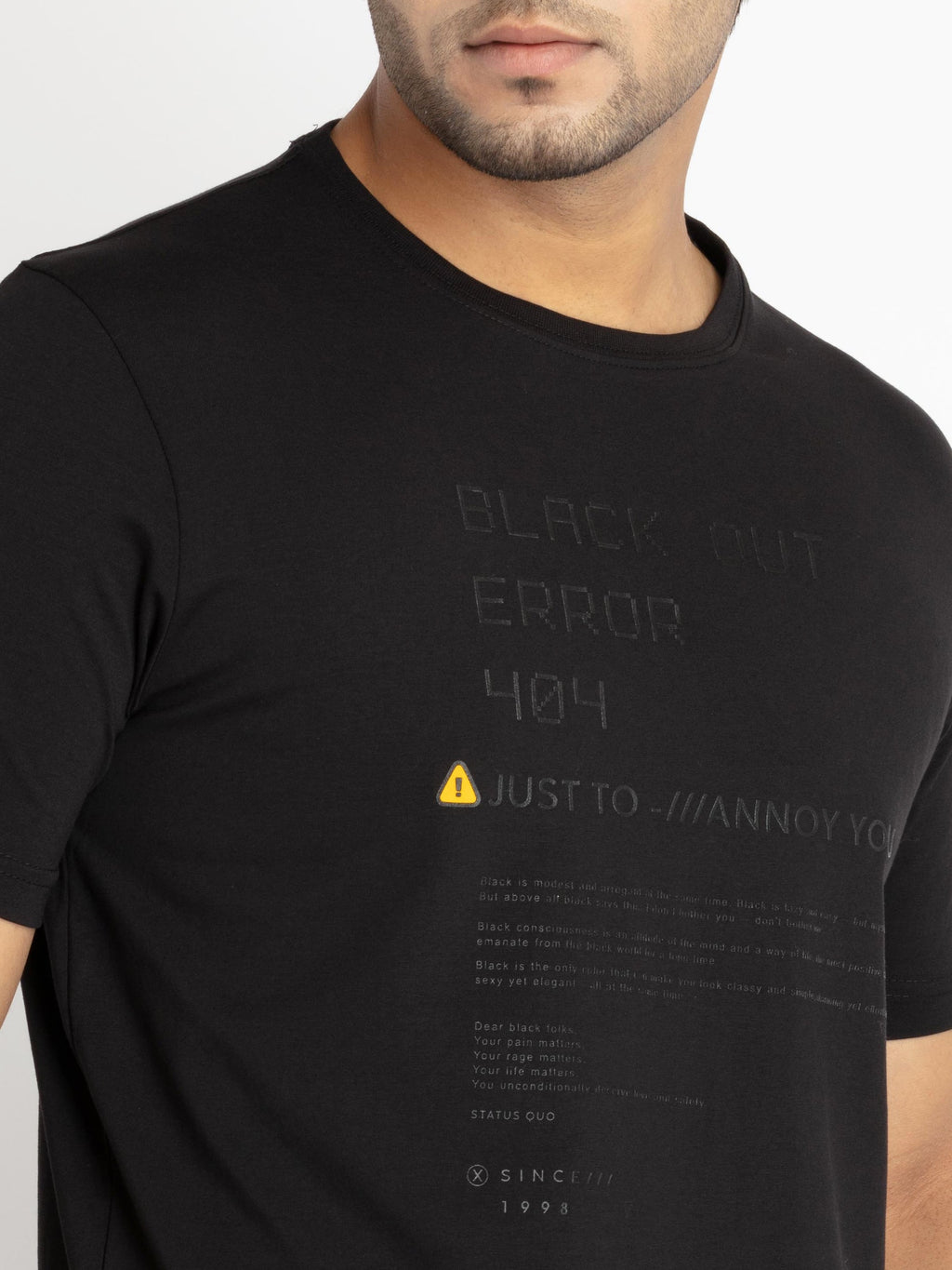 Mens Front Printed Round Neck T-shirt
