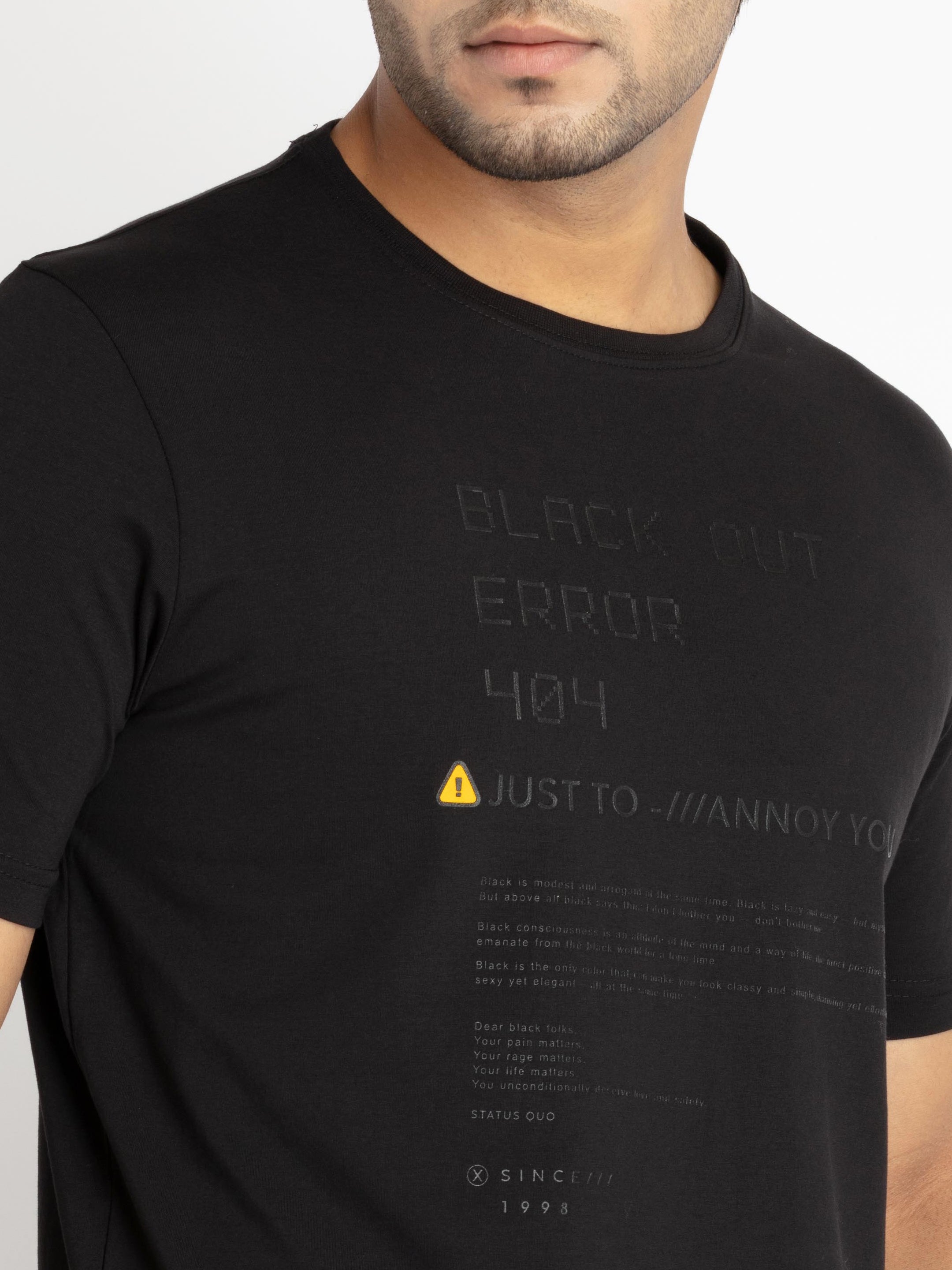Mens Front Printed Round Neck T-shirt