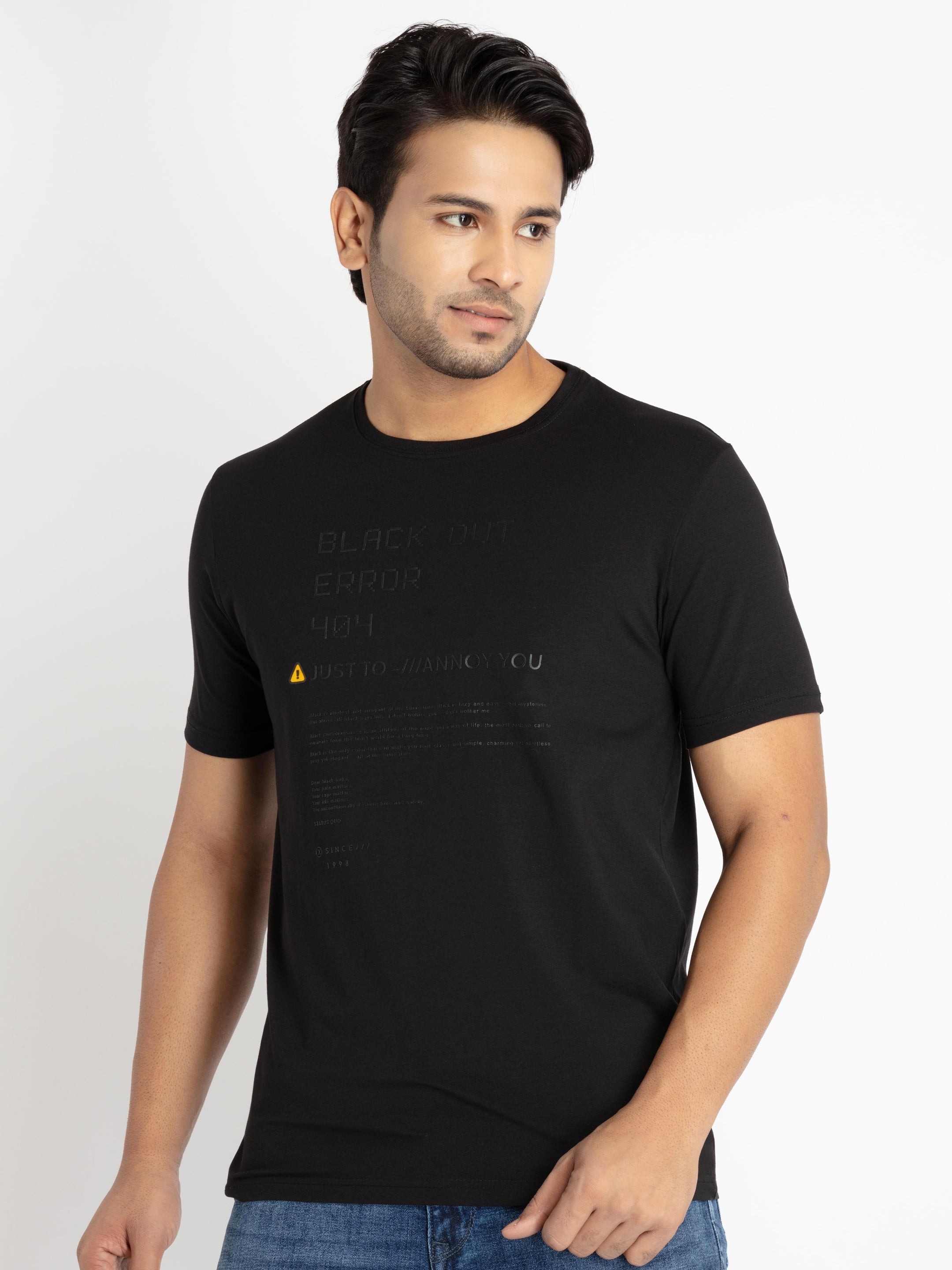 Mens Front Printed Round Neck T-shirt
