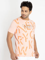 Mens Front Printed Round Neck T-shirt
