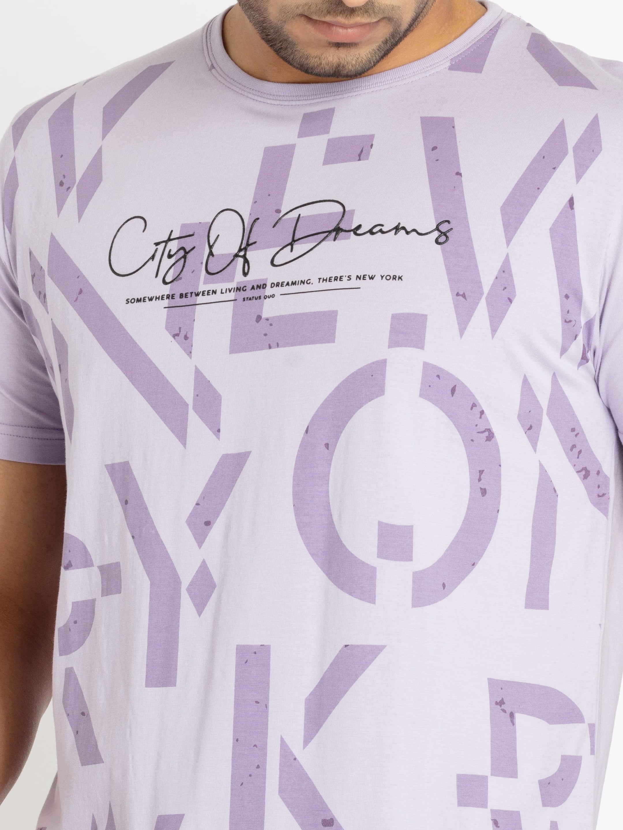 Mens Front Printed Round Neck T-shirt