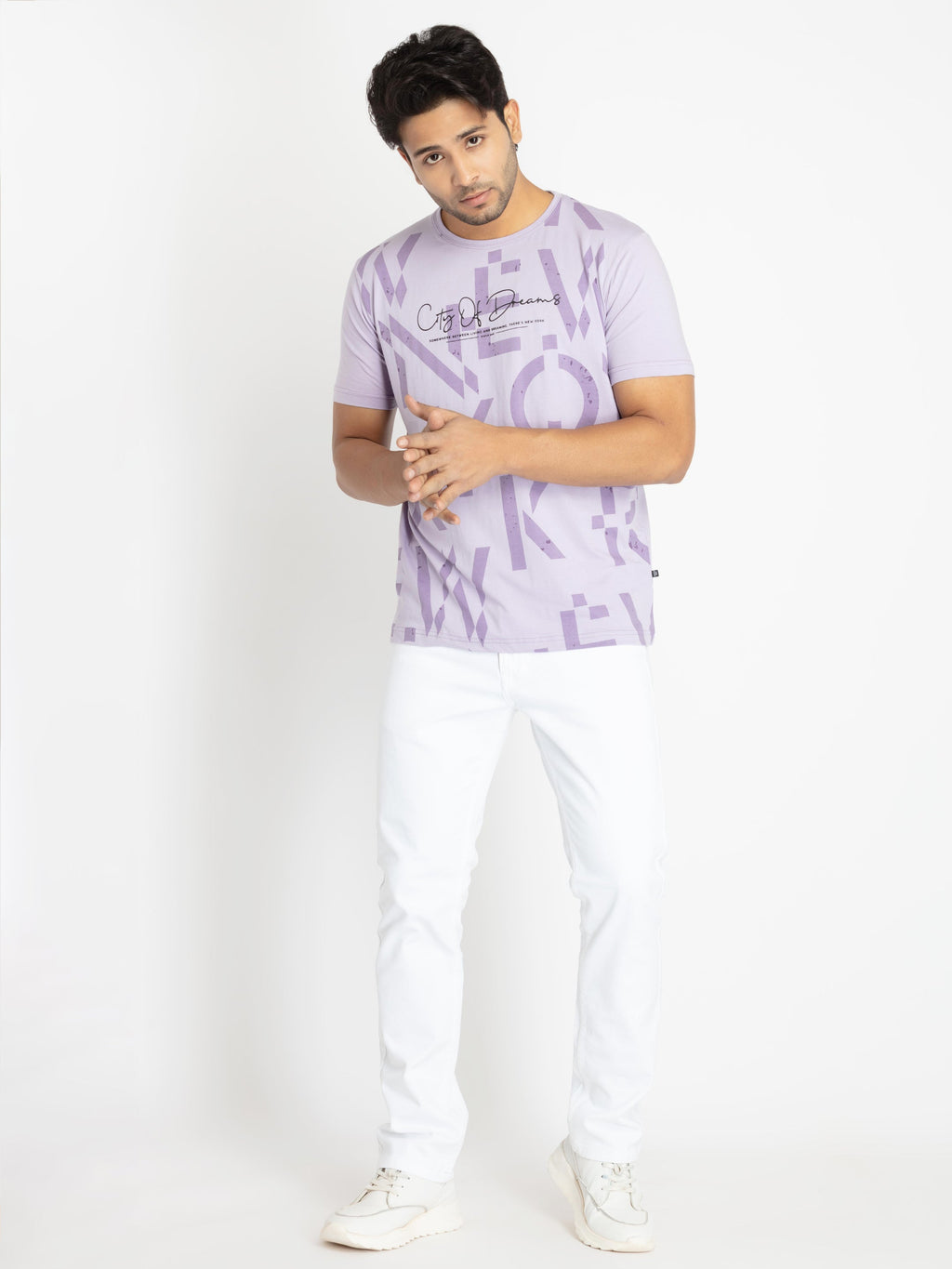Mens Front Printed Round Neck T-shirt