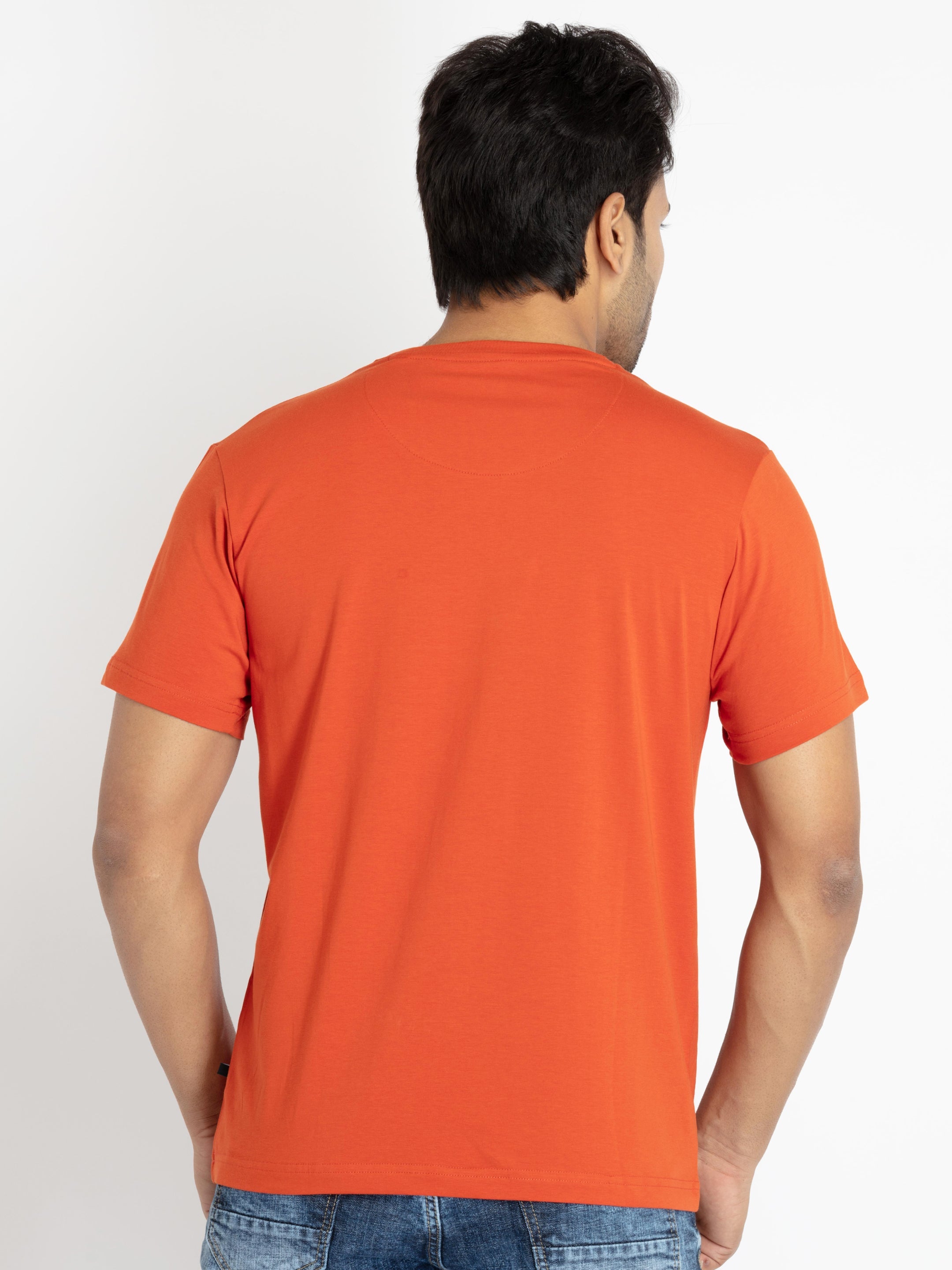 Mens Front Printed Round Neck T-shirt