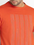 Mens Front Printed Round Neck T-shirt