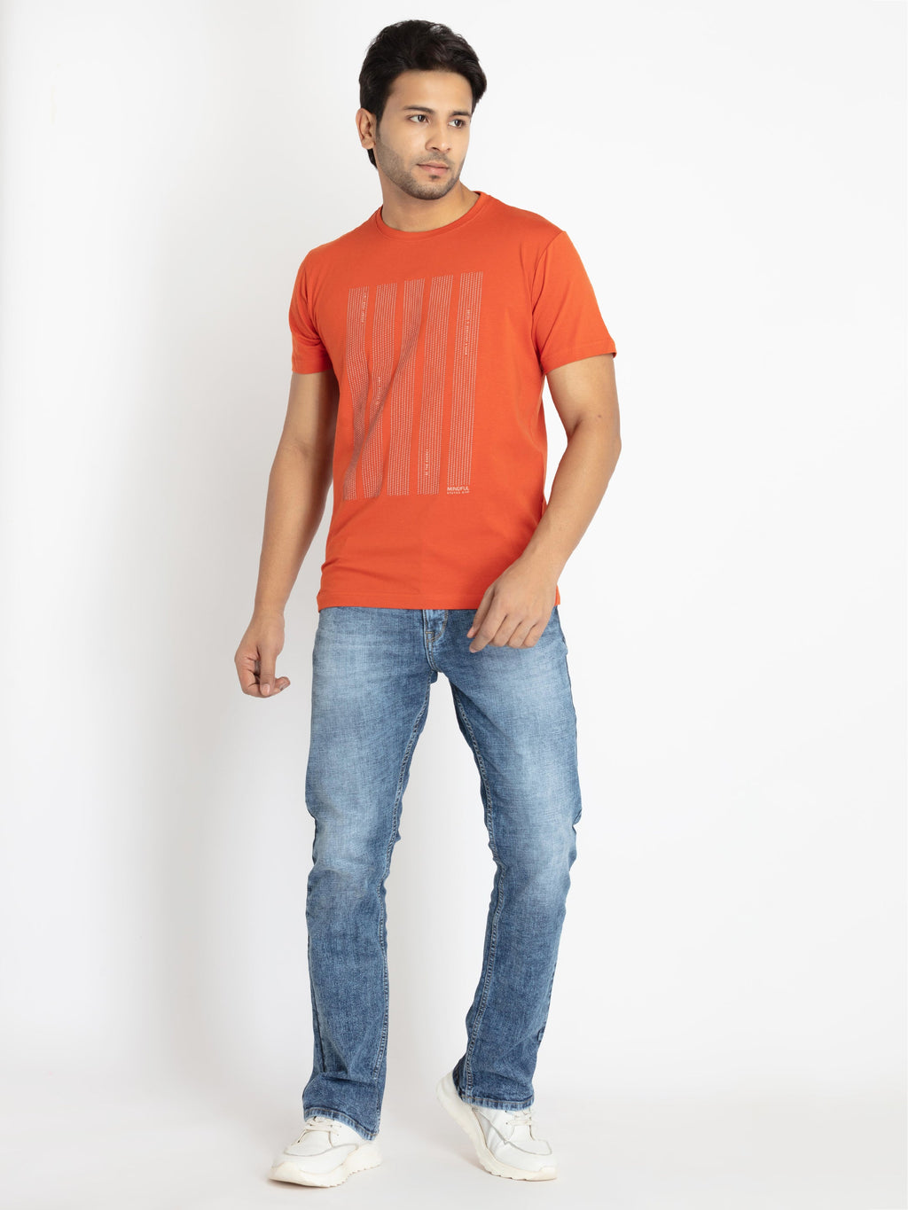 Mens Front Printed Round Neck T-shirt
