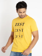 Mens Front Printed Round Neck T-shirt