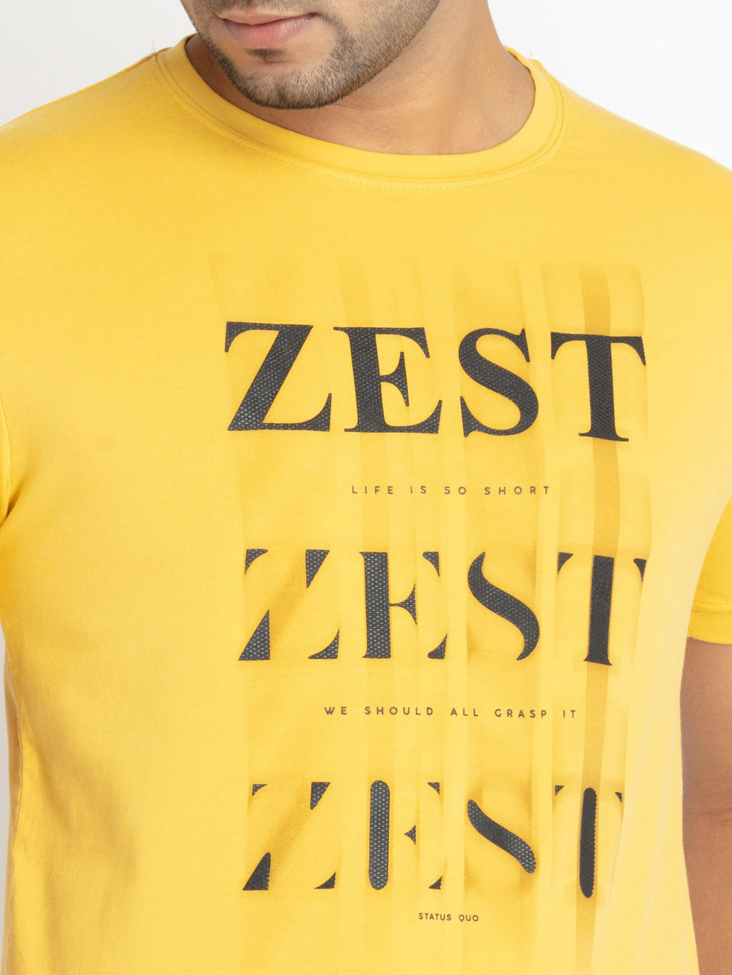 Mens Front Printed Round Neck T-shirt