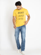Mens Front Printed Round Neck T-shirt