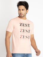 Mens Front Printed Round Neck T-shirt