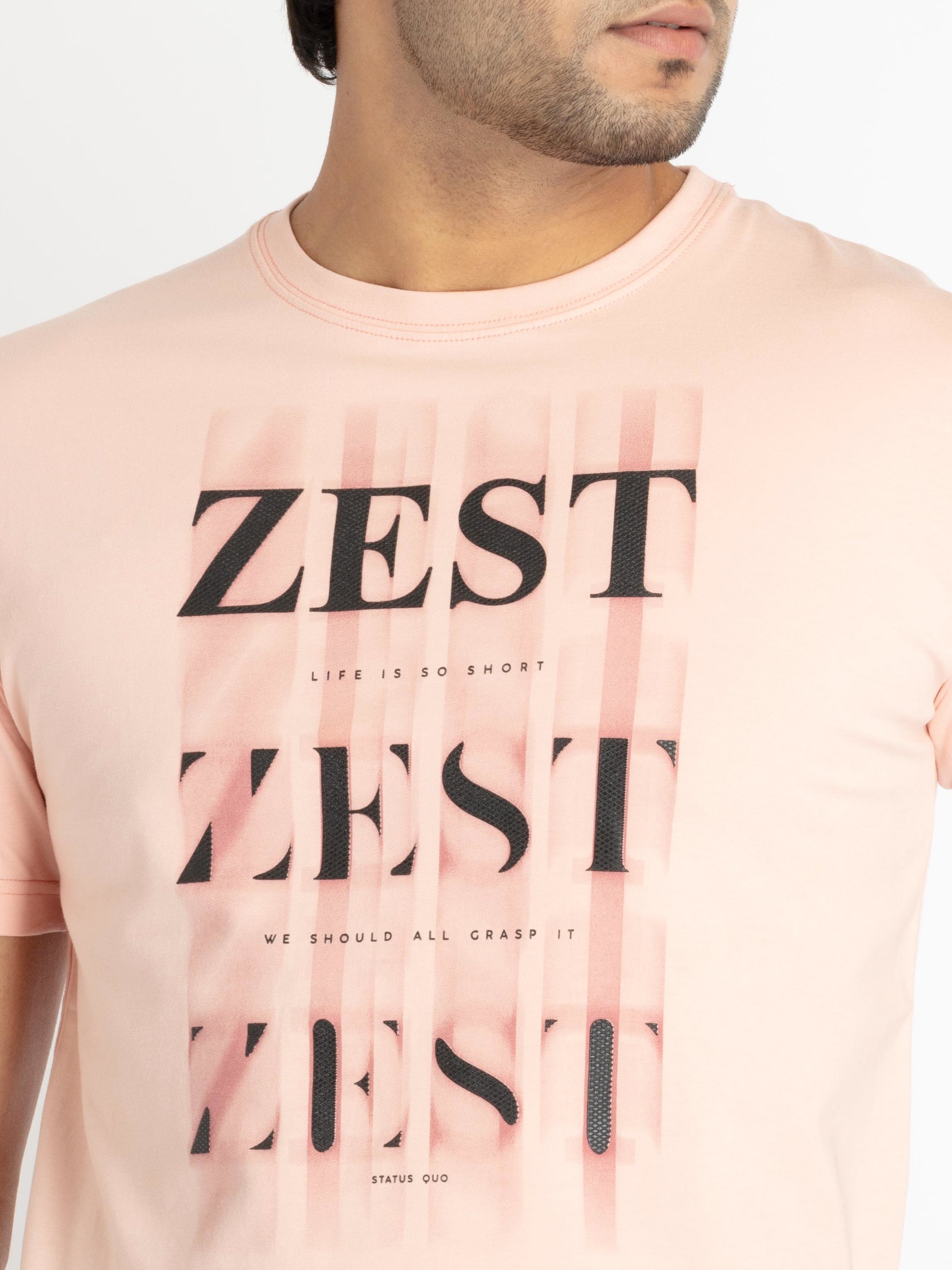 Mens Front Printed Round Neck T-shirt