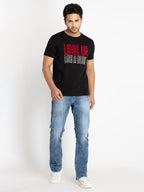 Mens Chest Printed Round Neck T-shirt