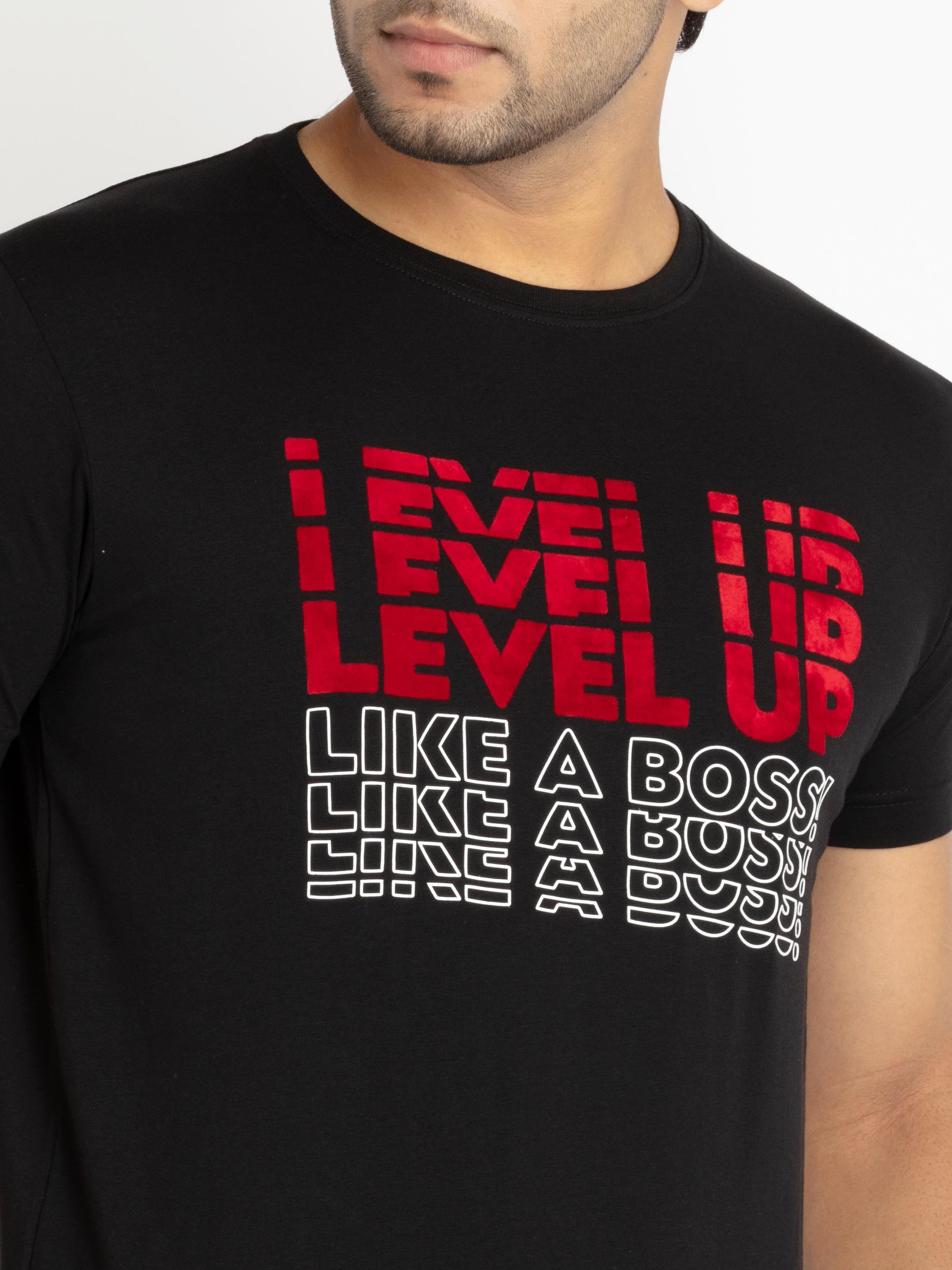 Mens Chest Printed Round Neck T-shirt