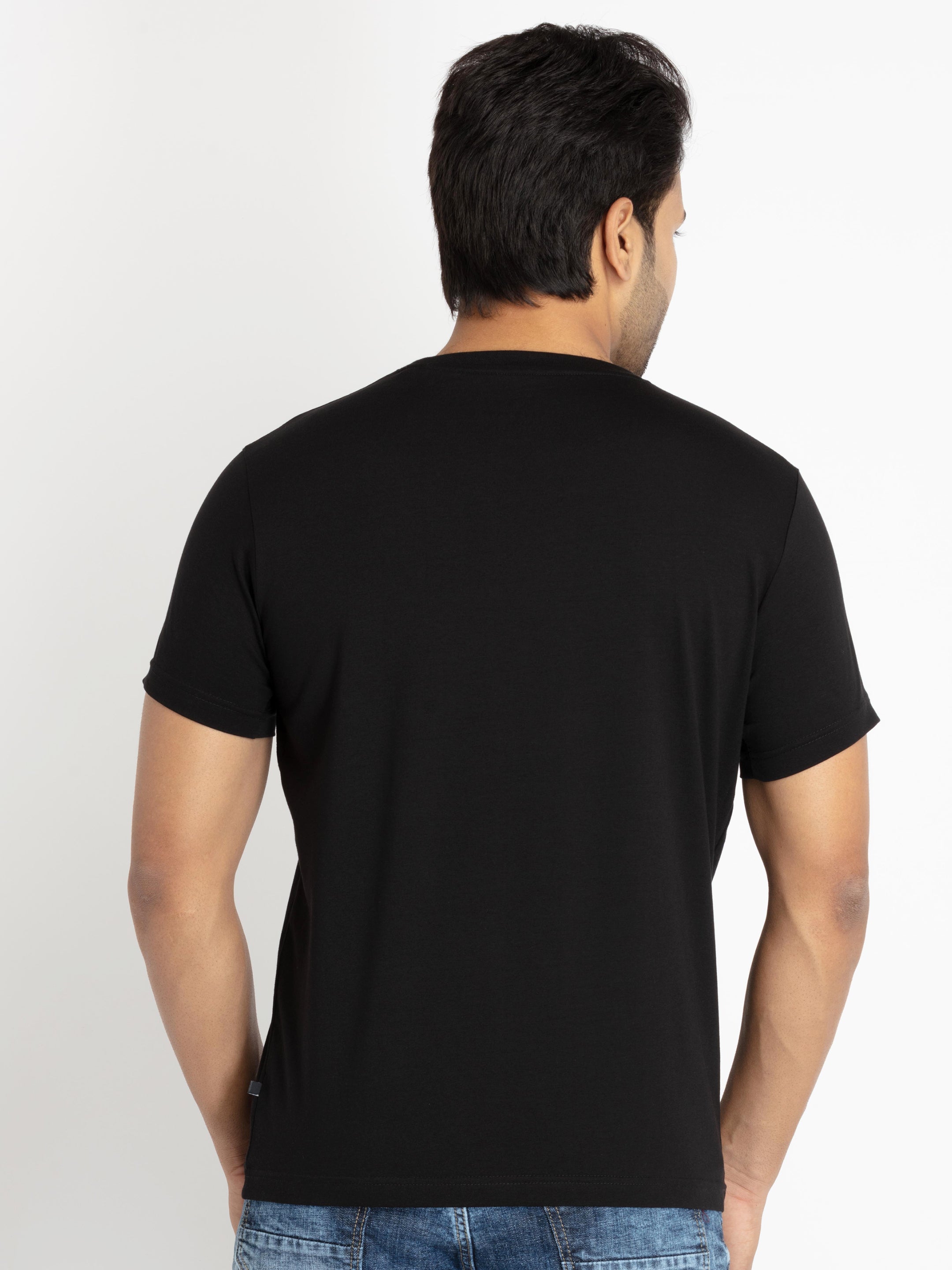 Mens Chest Printed Round Neck T-shirt