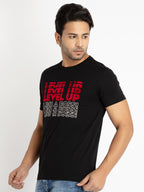 Mens Chest Printed Round Neck T-shirt