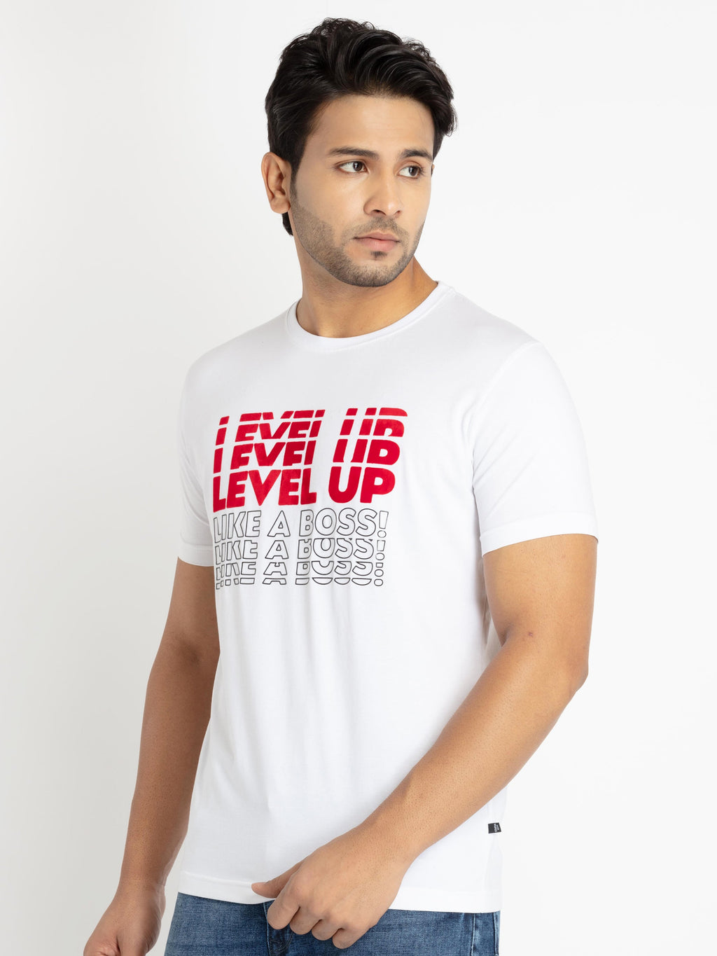 Mens Chest Printed Round Neck T-shirt