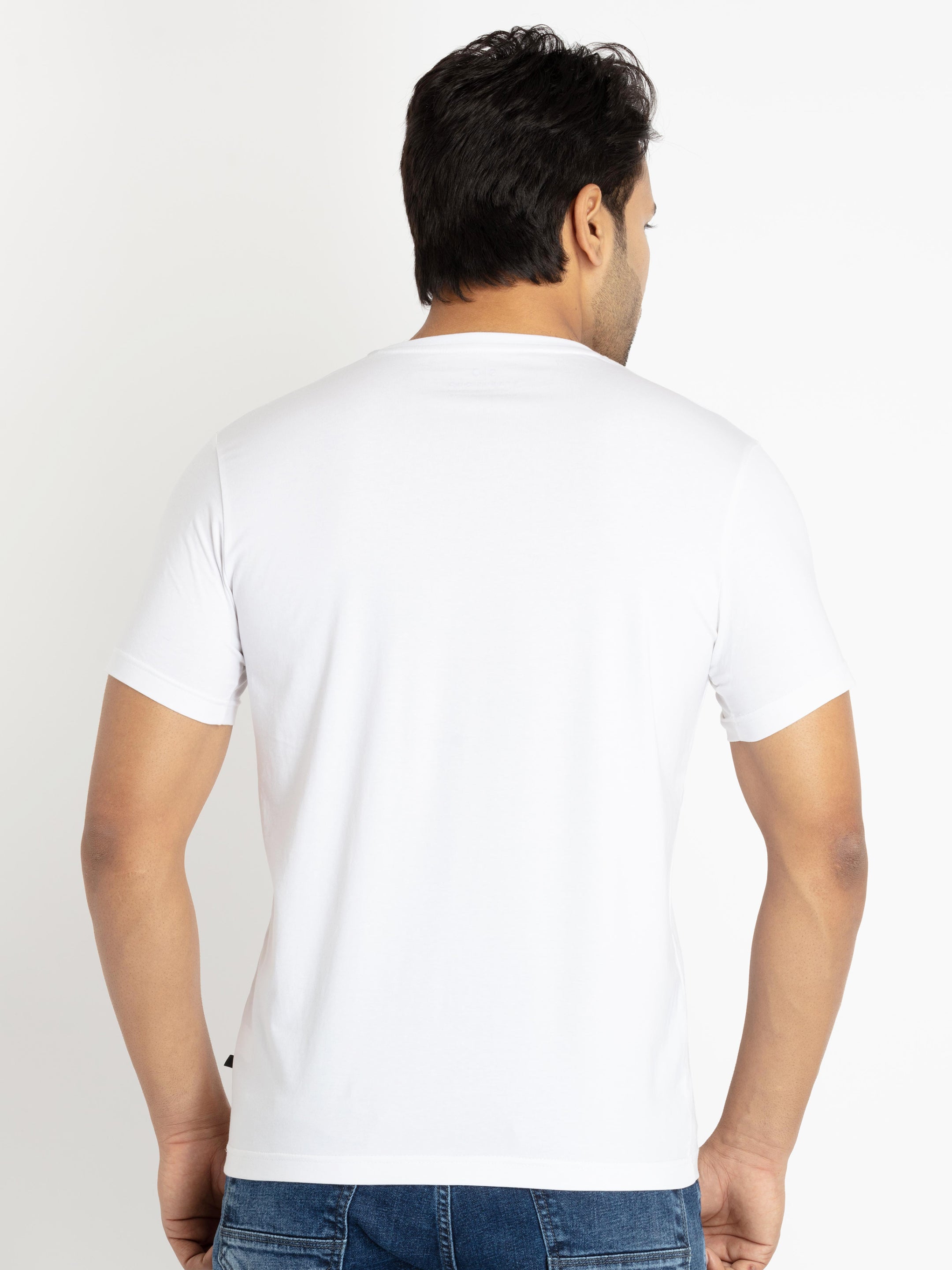Mens Chest Printed Round Neck T-shirt