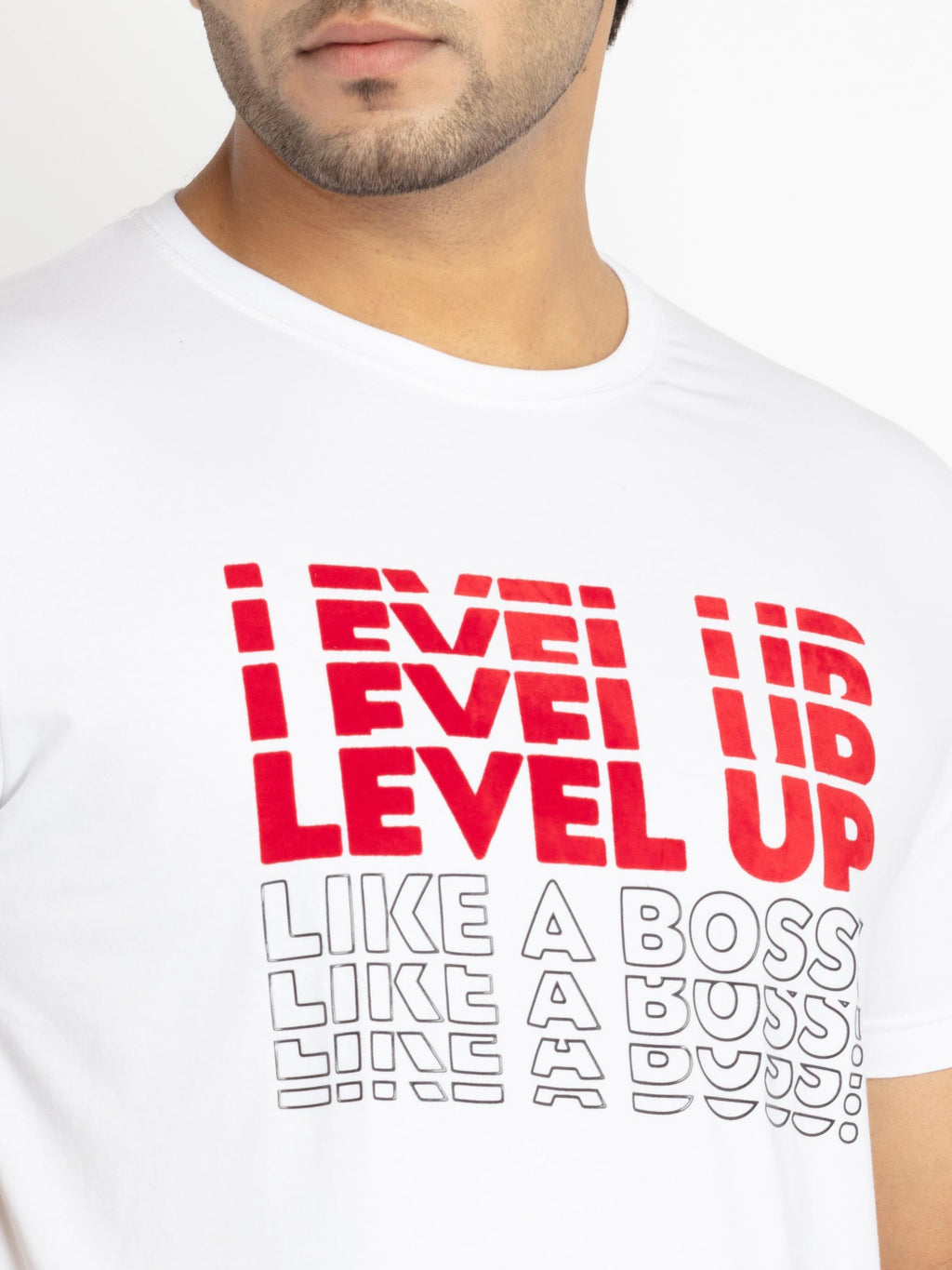 Mens Chest Printed Round Neck T-shirt