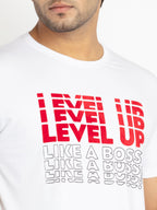 Mens Chest Printed Round Neck T-shirt