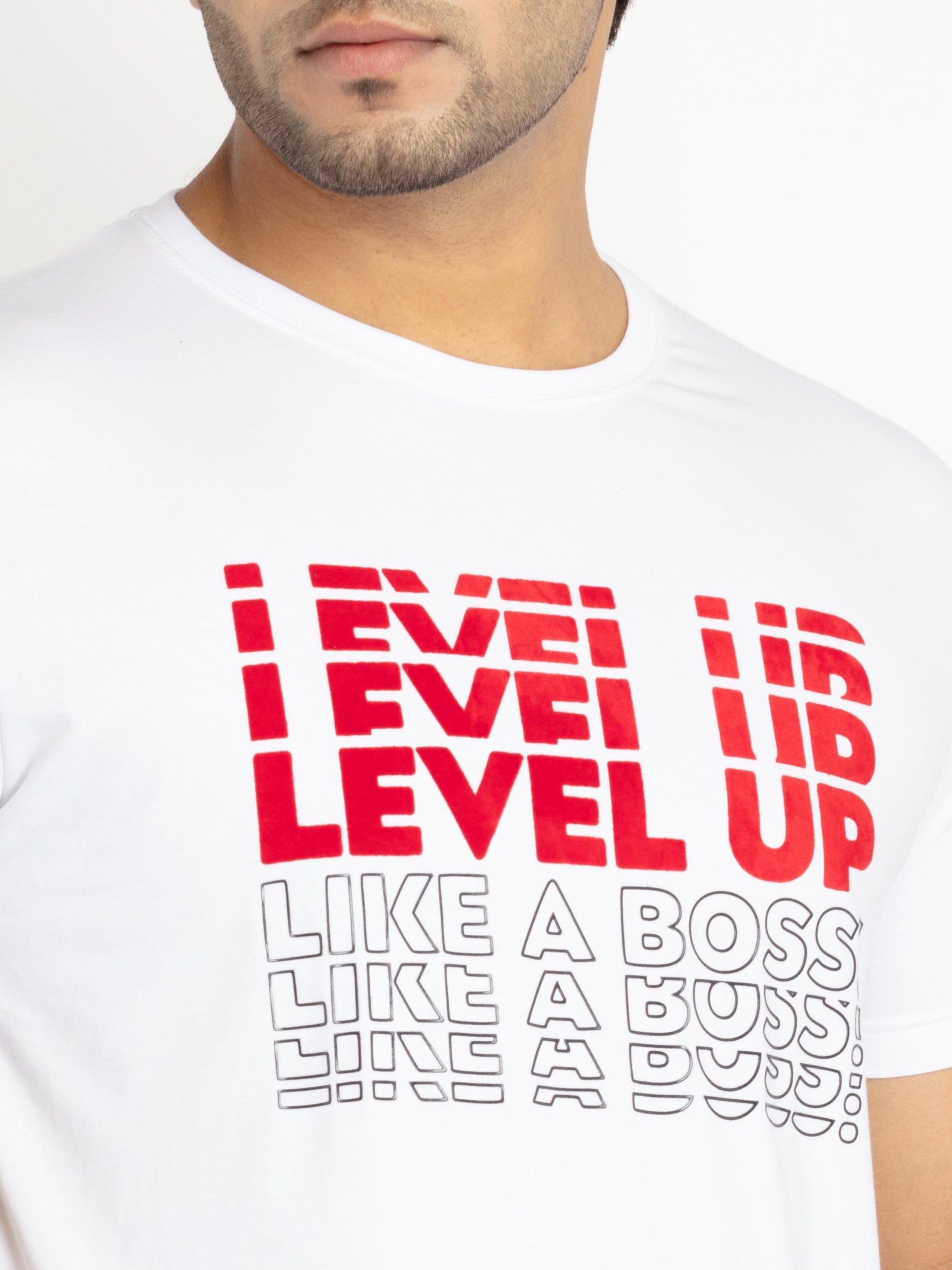 Mens Chest Printed Round Neck T-shirt