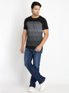 Mens Front Printed Round Neck T-shirt