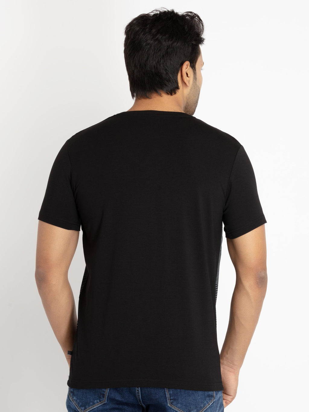 Mens Front Printed Round Neck T-shirt