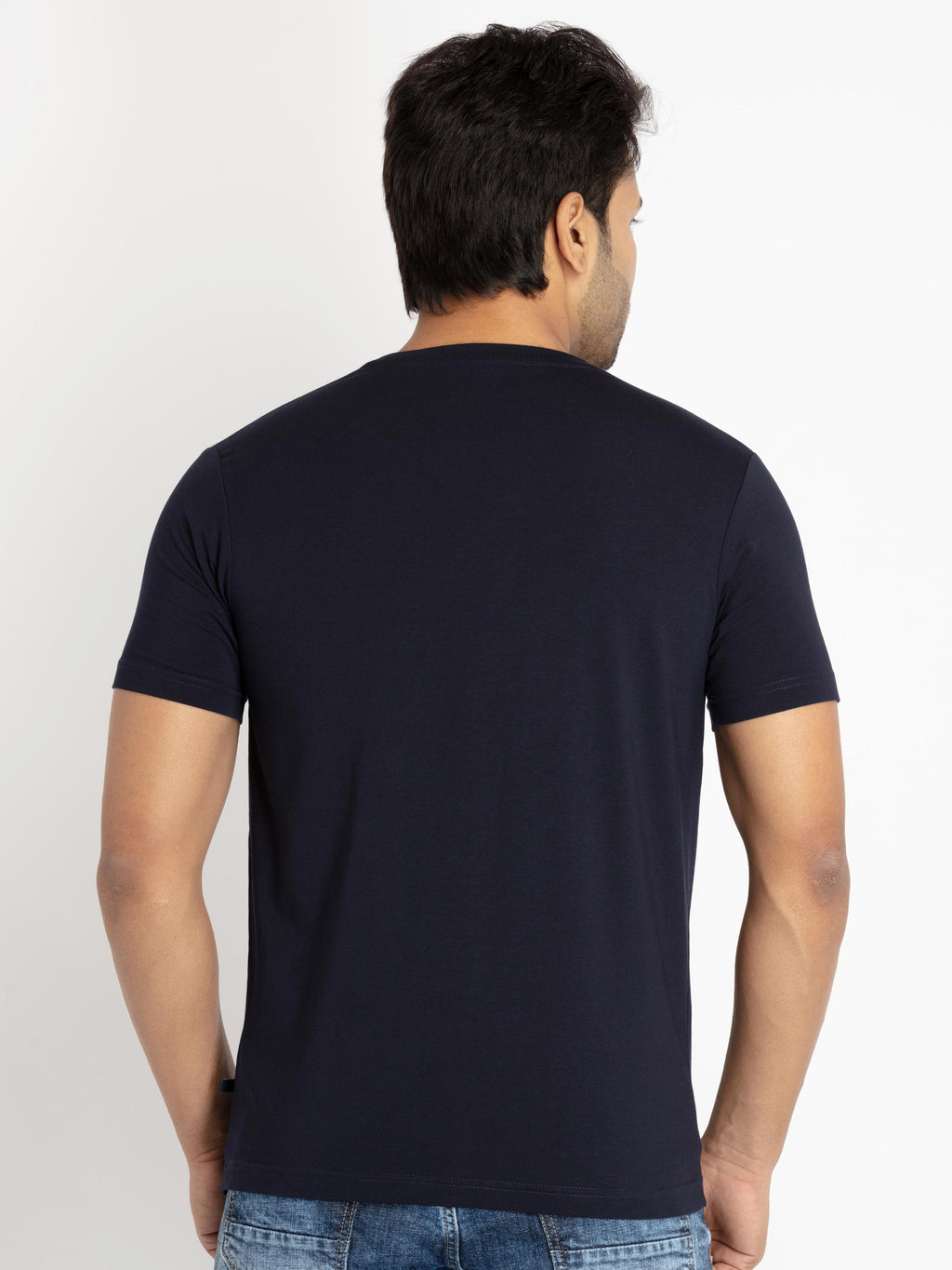 Mens Front Printed Round Neck T-shirt
