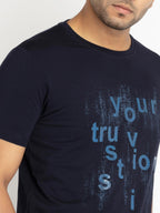 Mens Front Printed Round Neck T-shirt