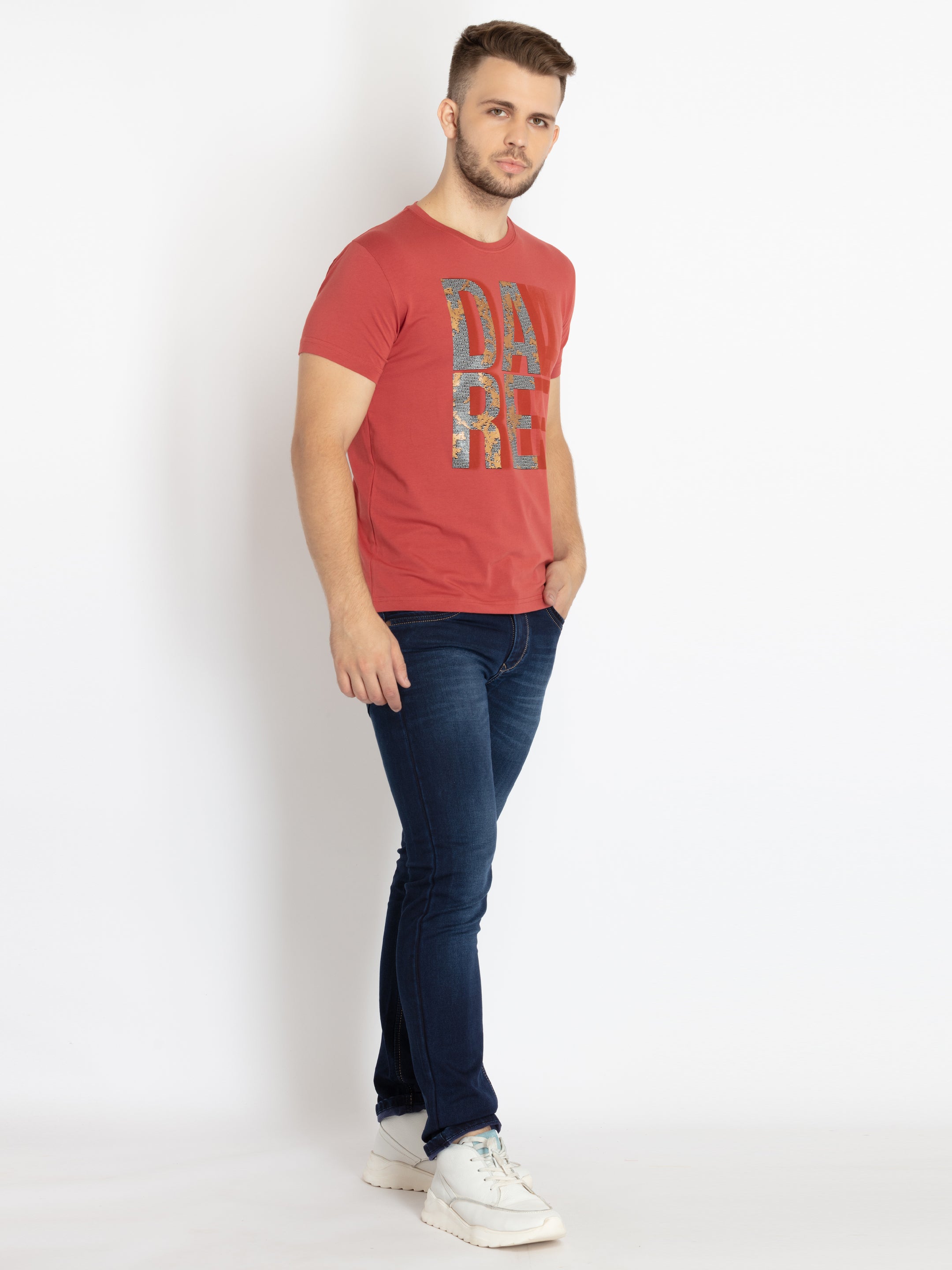Mens Printed Round Neck T-shirt