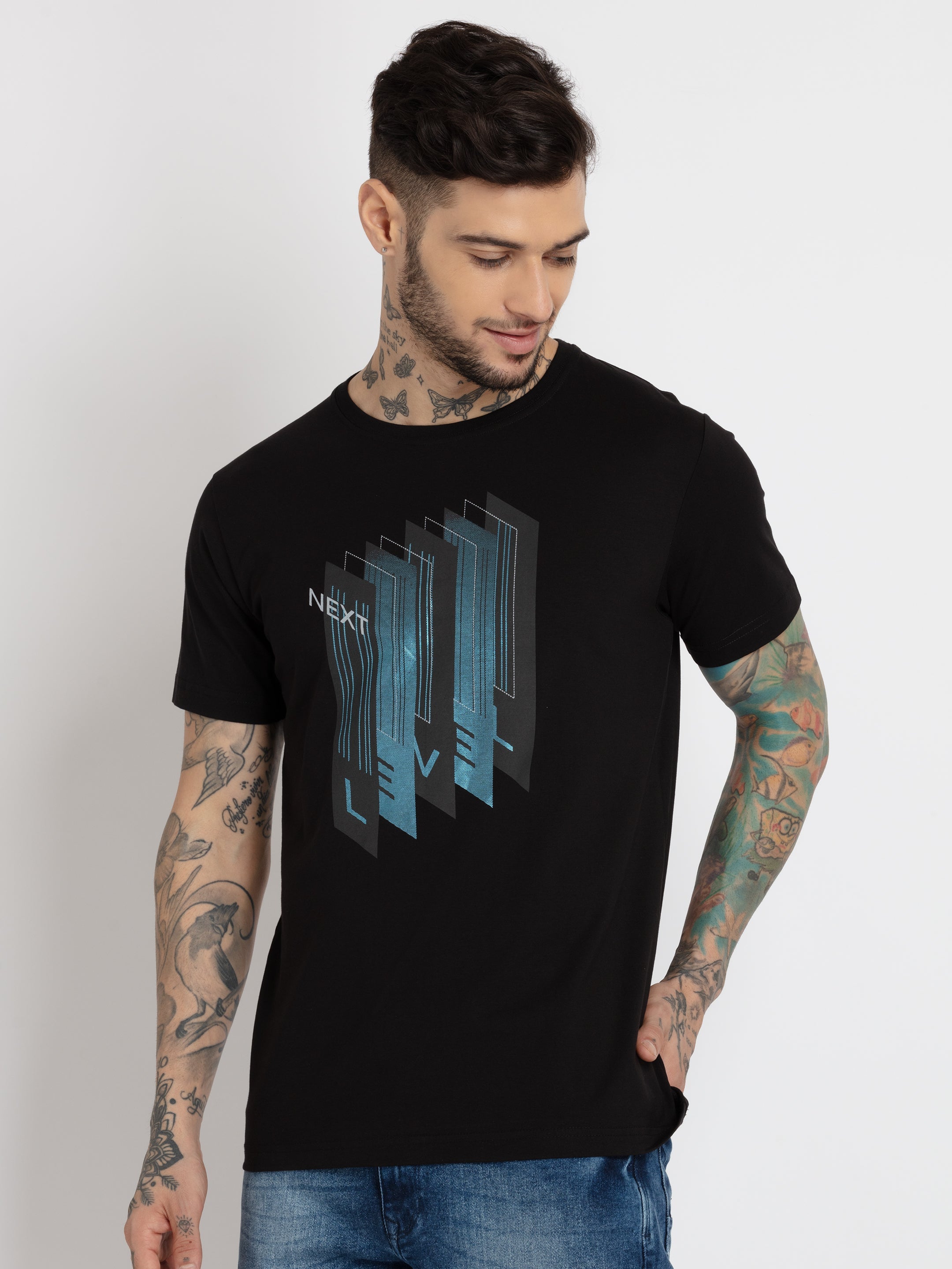 Mens Printed Round Neck T-shirt