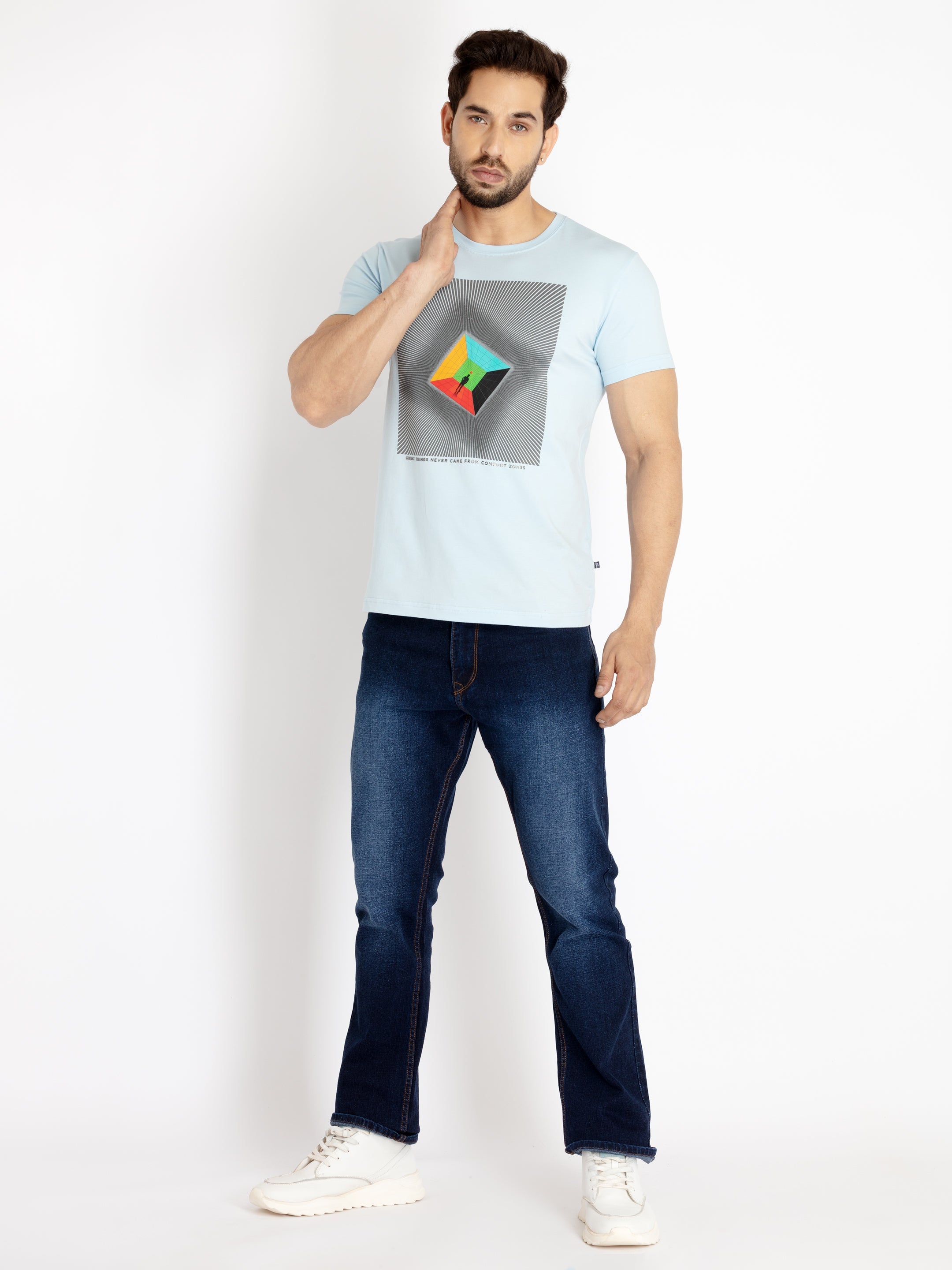 Mens Printed Round Neck T-shirt