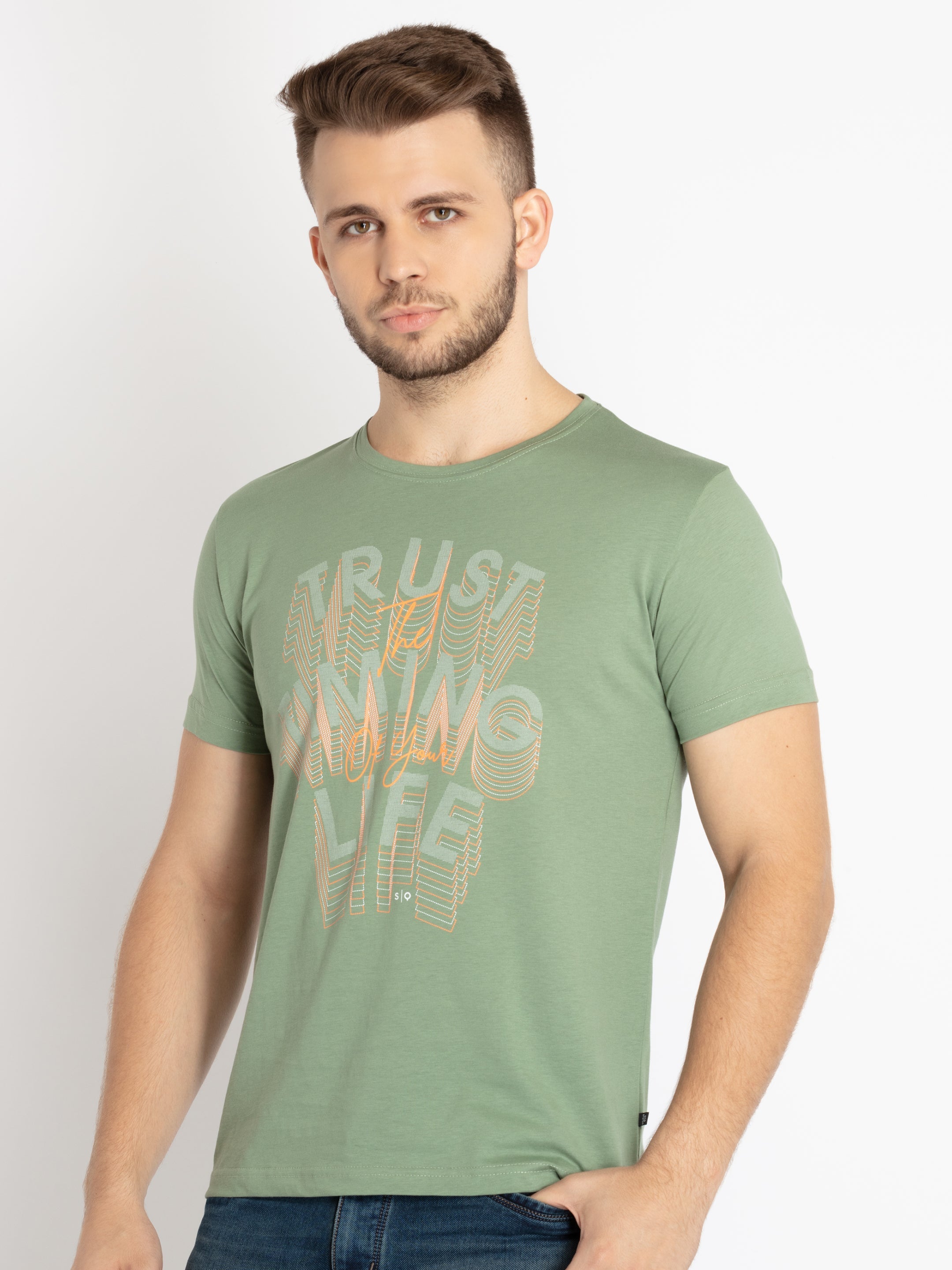 Mens Printed Round Neck T-shirt
