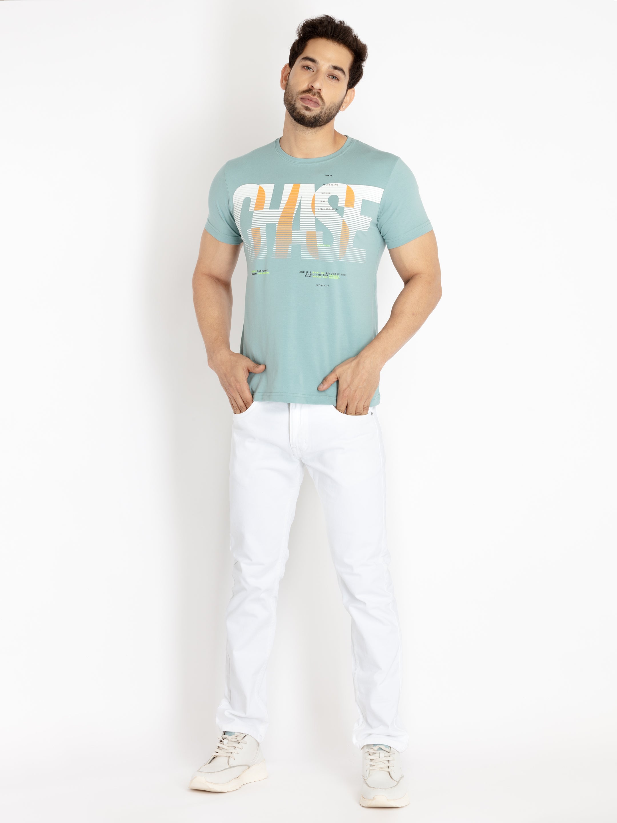 Mens Printed Round Neck T-shirt