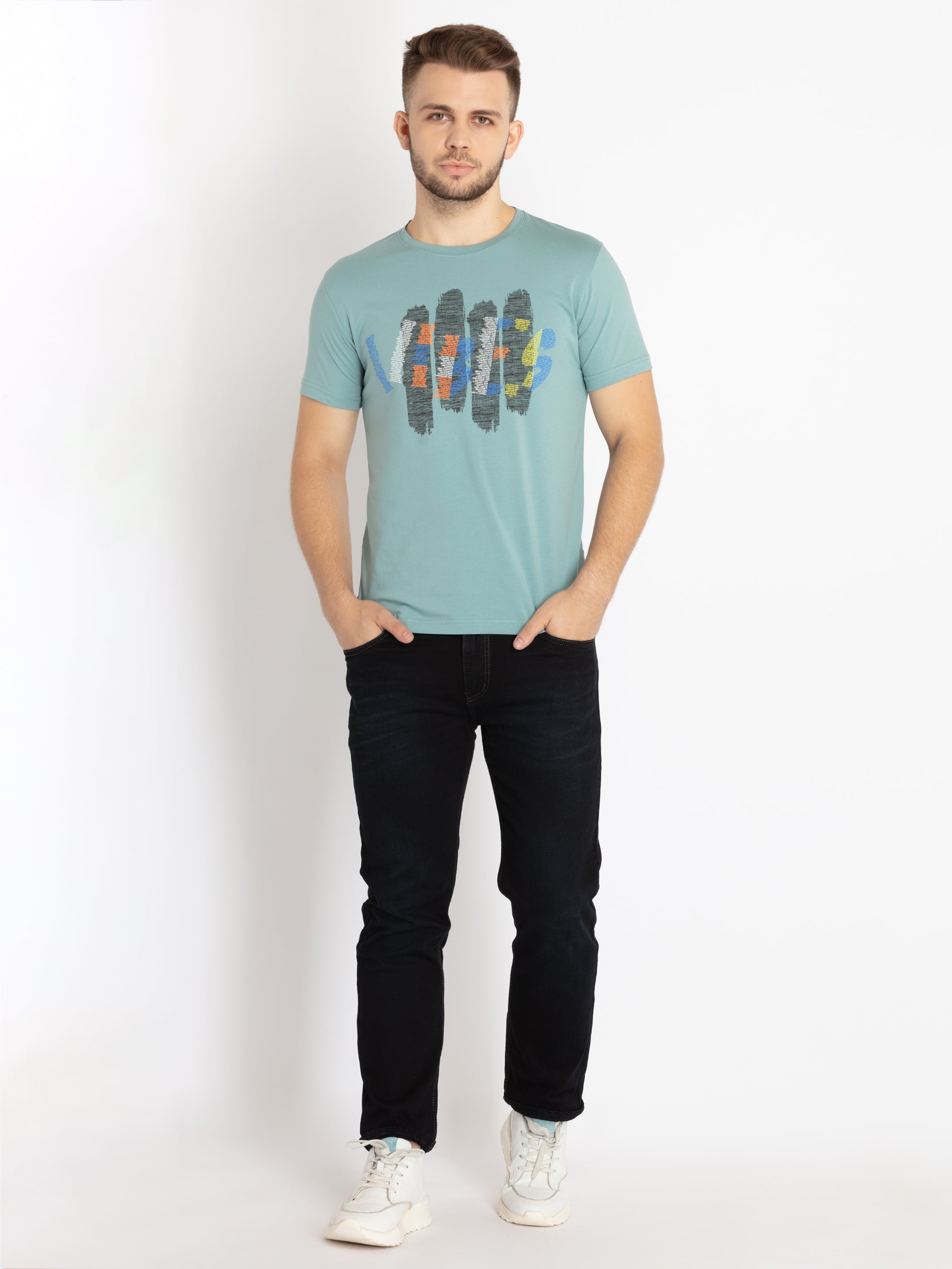 Mens Printed Round Neck T-shirt