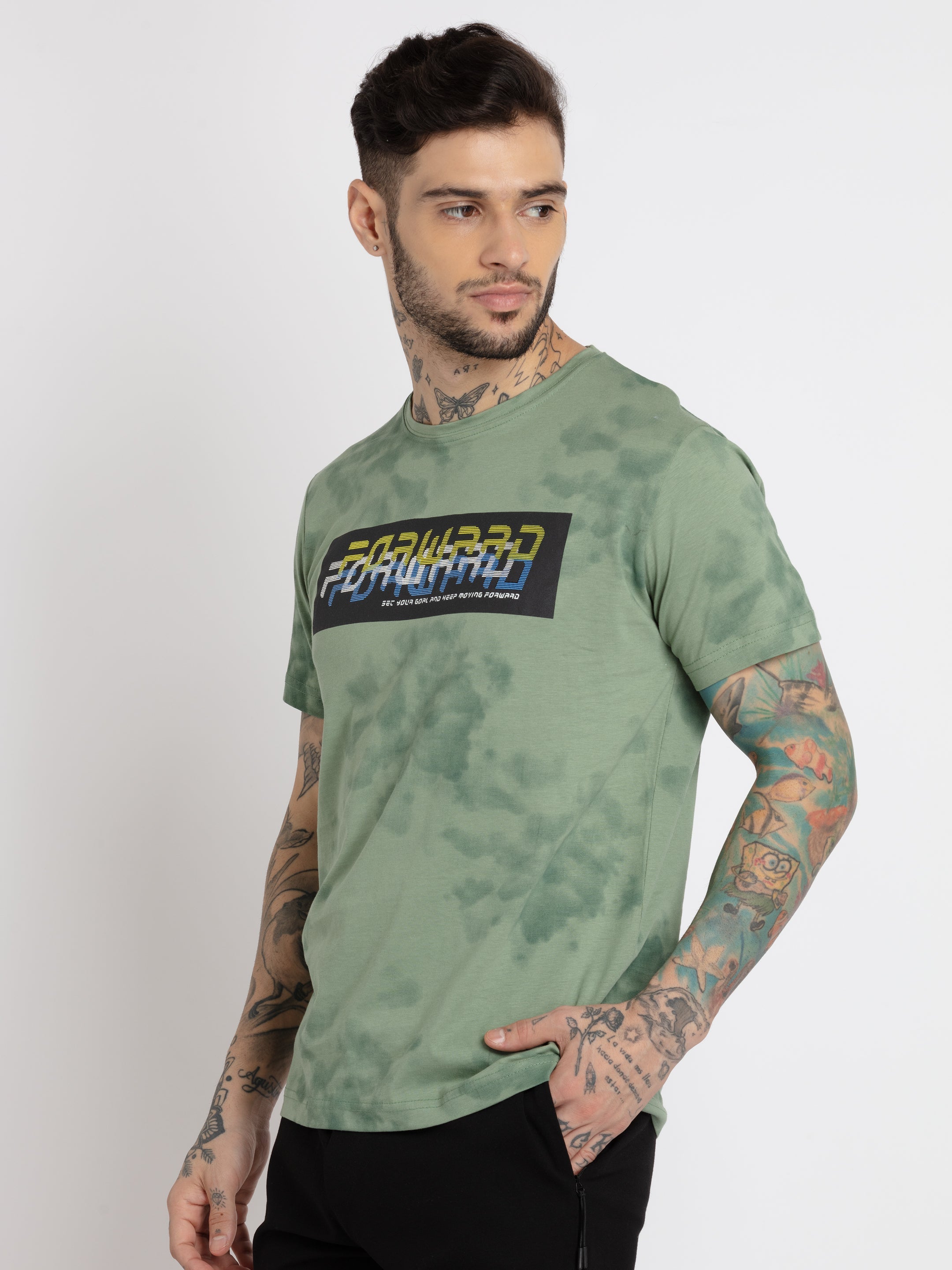 Mens All Over Printed Round Neck T-shirt