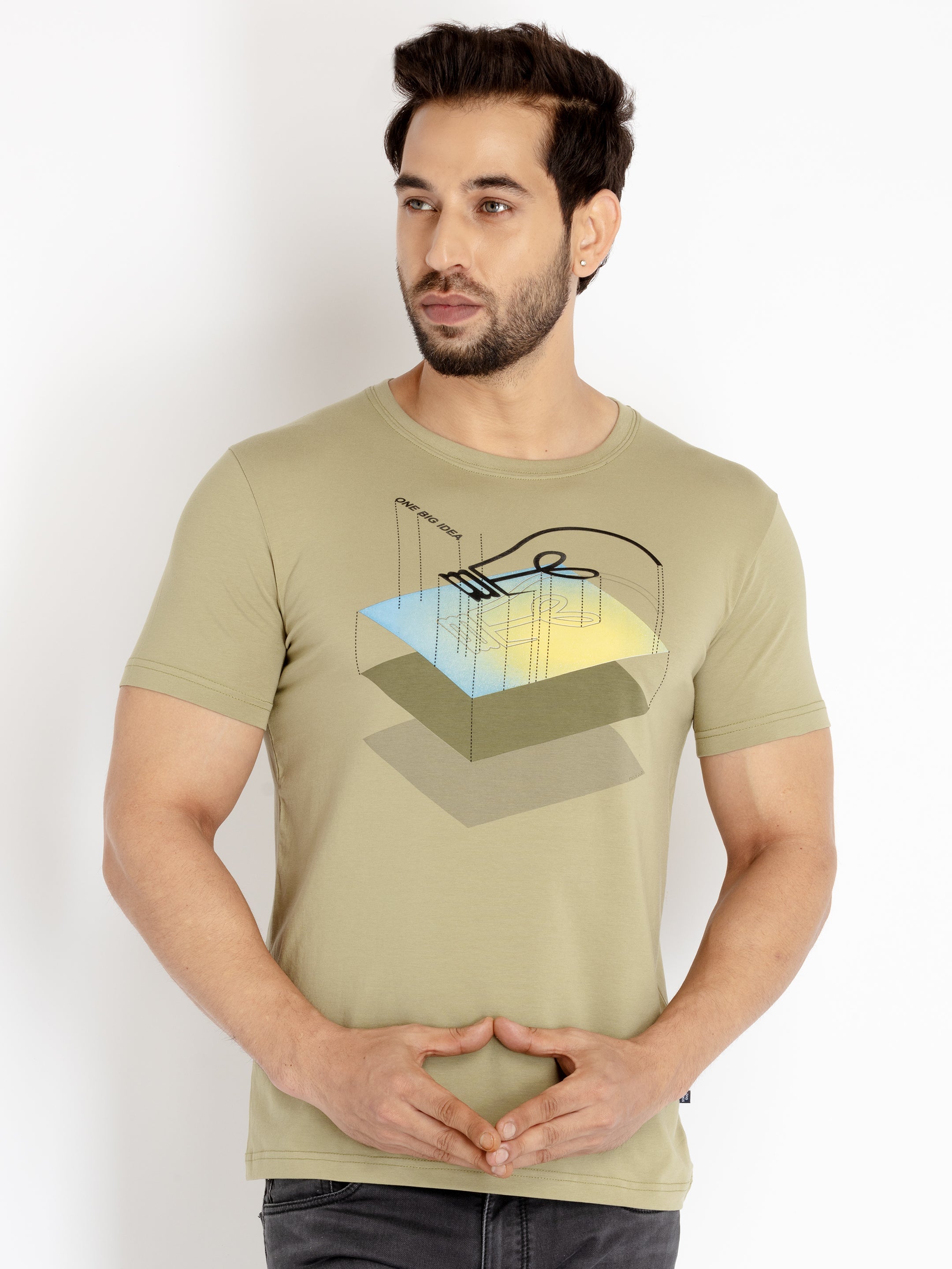 Mens Printed Round Neck T-shirt