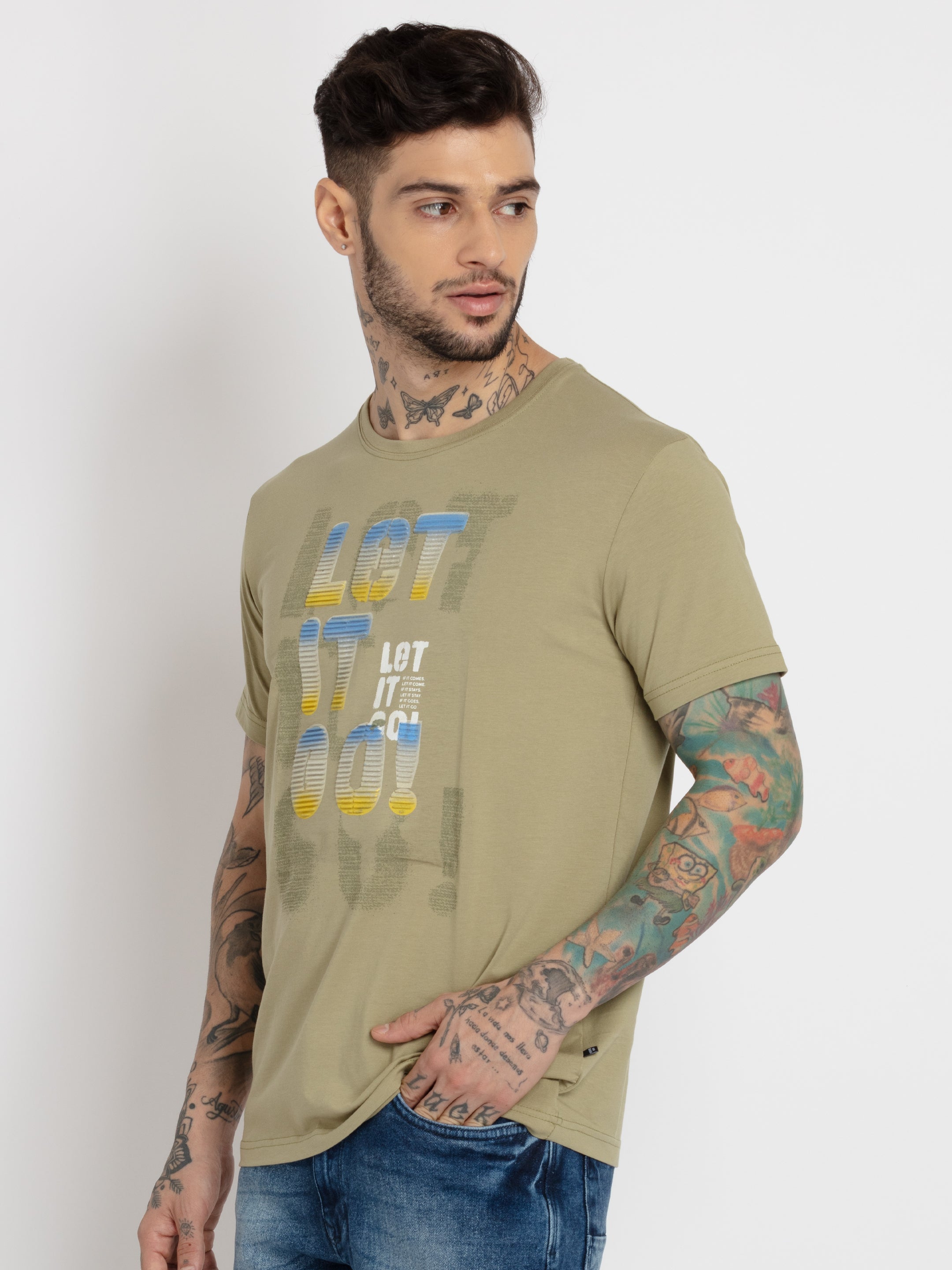 Mens Printed Round Neck T-shirt