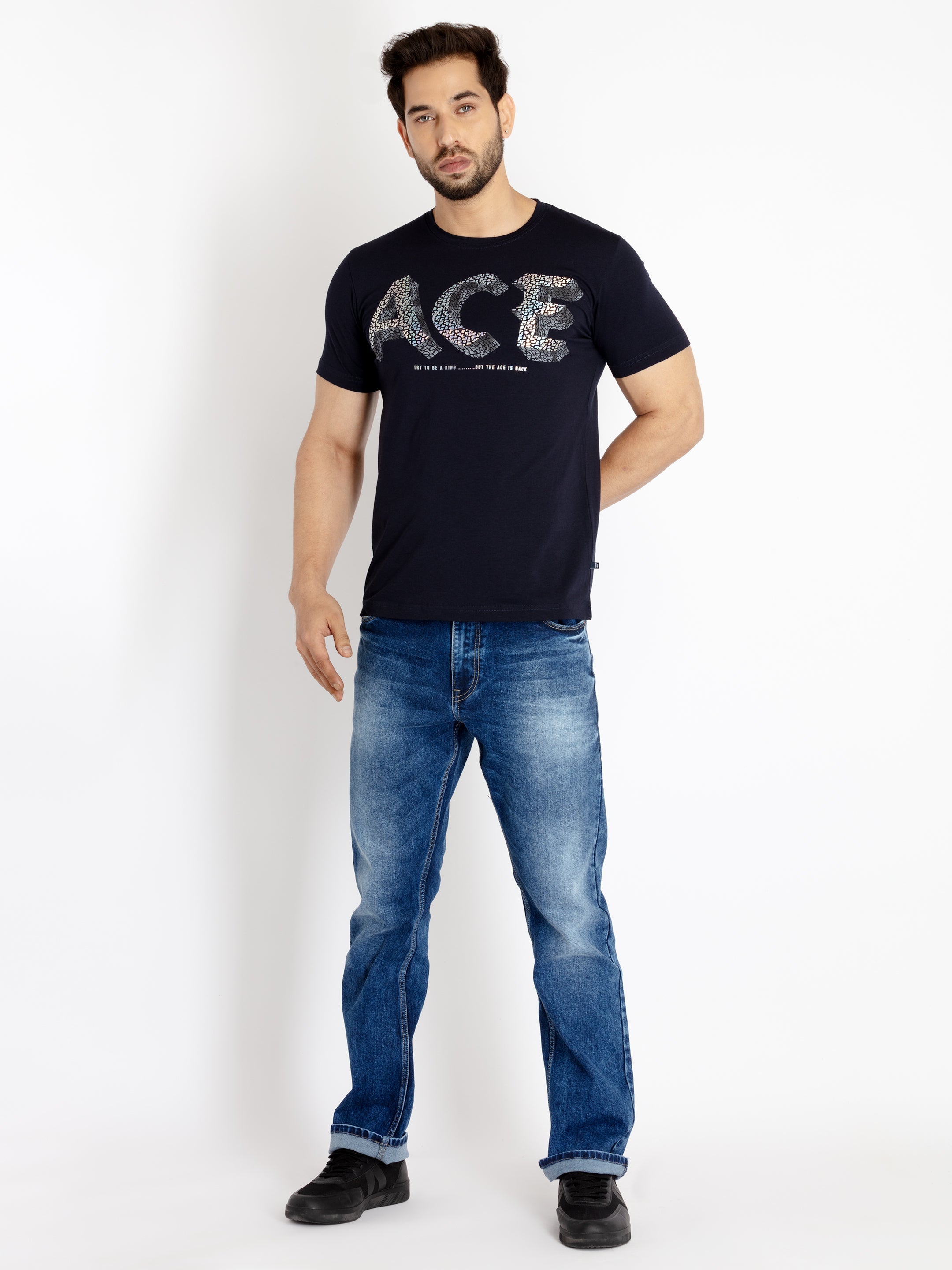 Mens Printed Round Neck T-shirt
