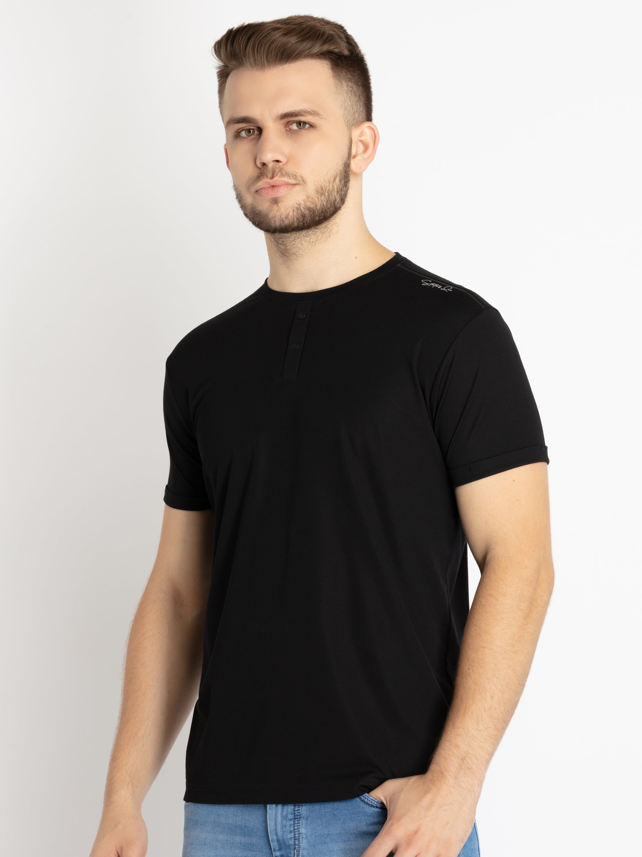 Mens Solid Round Neck T-shirt
