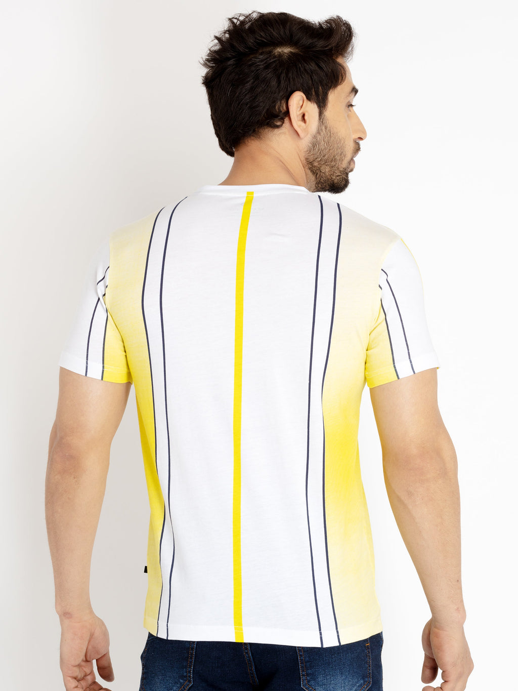 Mens Striped Round Neck T-shirt