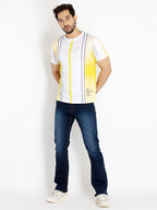 Mens Striped Round Neck T-shirt