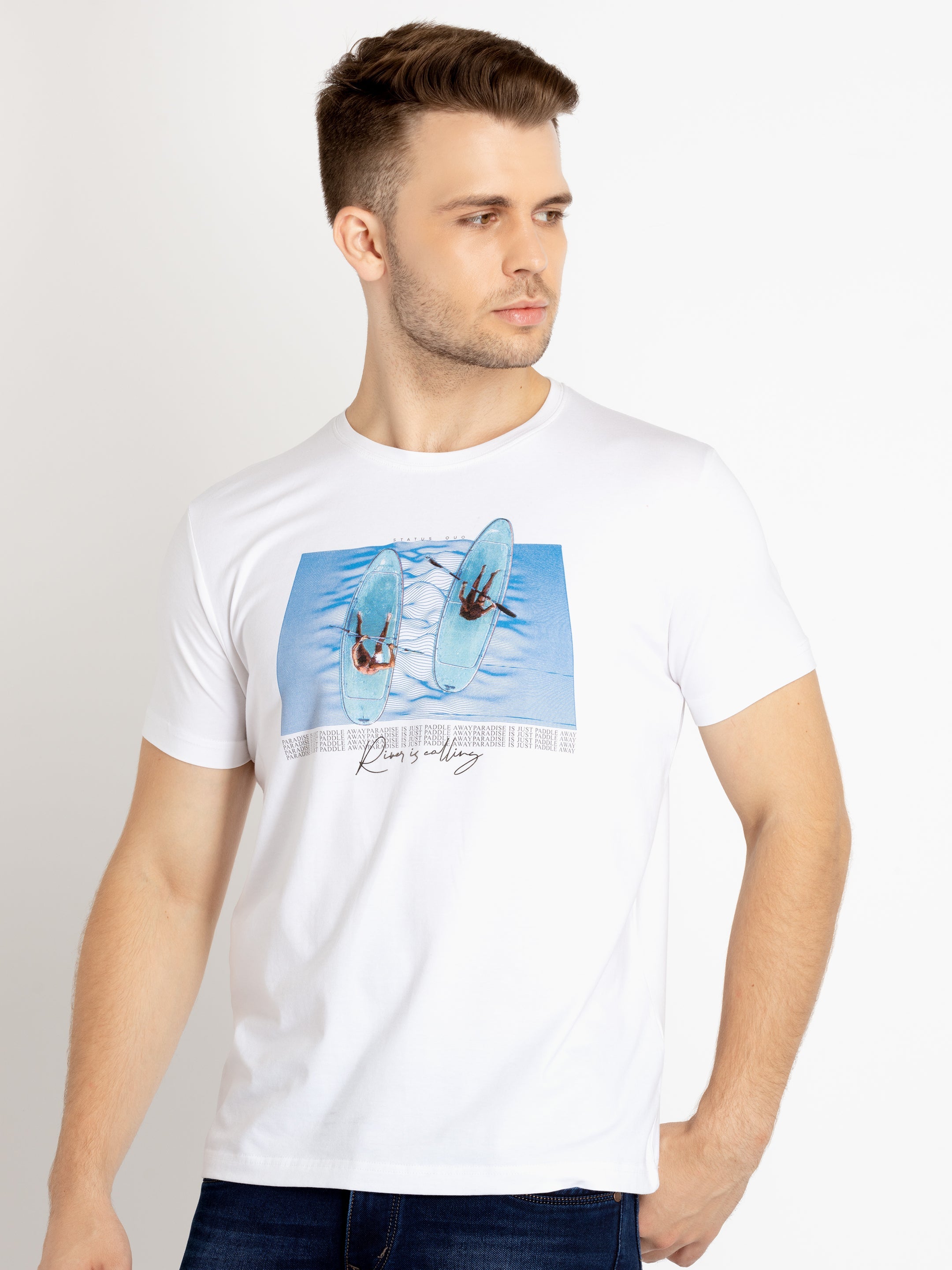Mens Printed Round Neck T-shirts