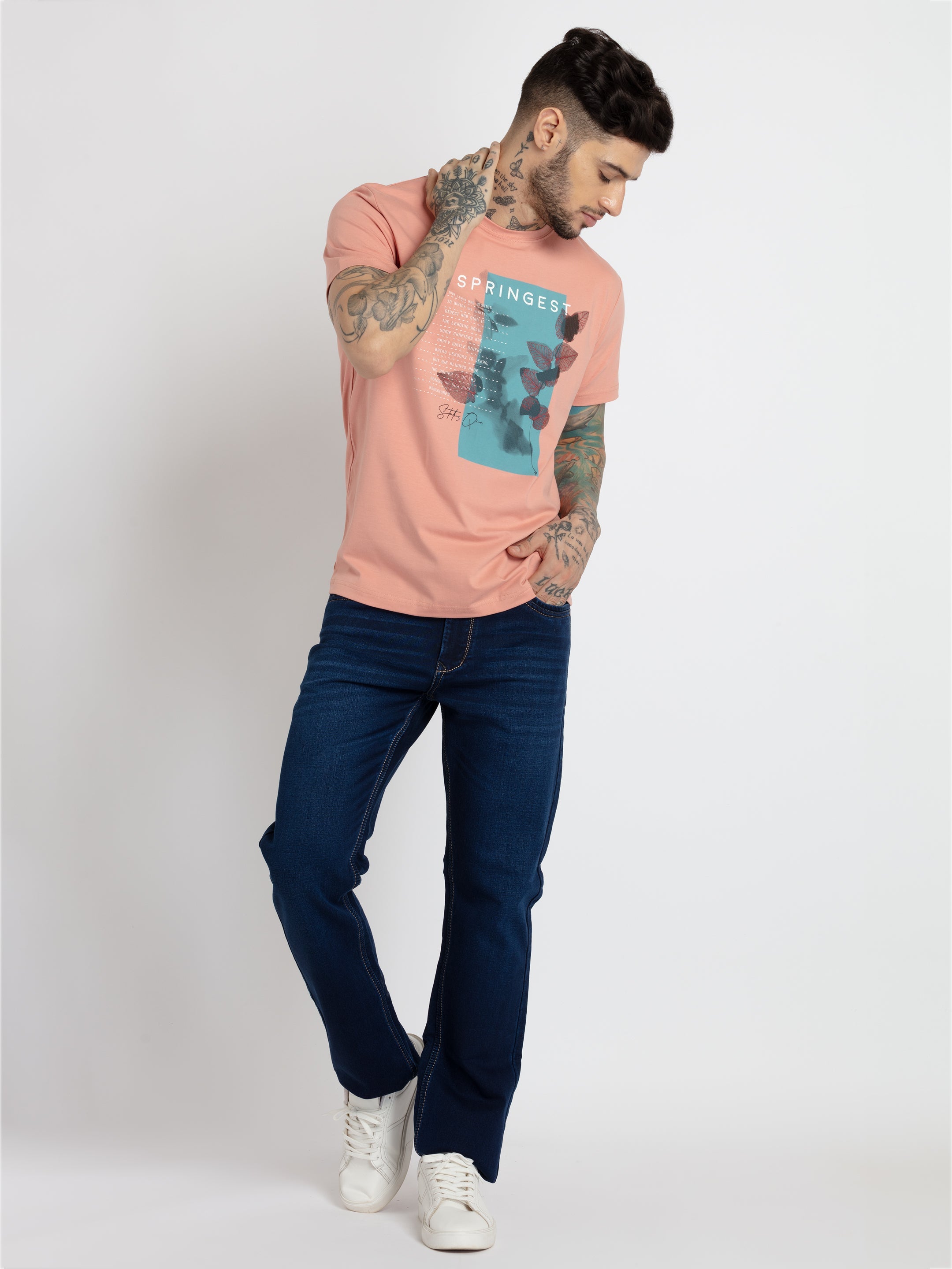 Mens Printed Round Neck T-shirt