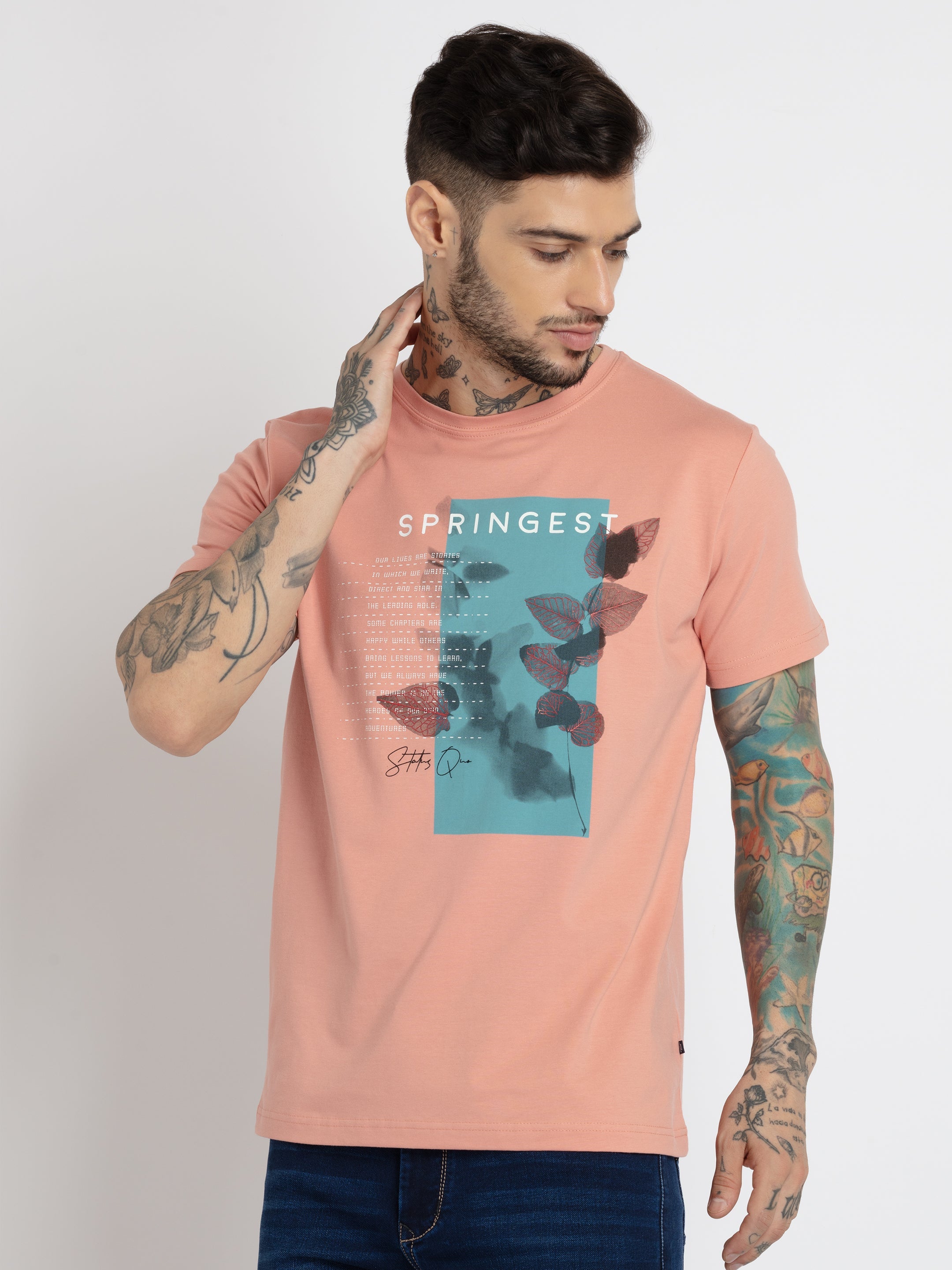 Mens Printed Round Neck T-shirt