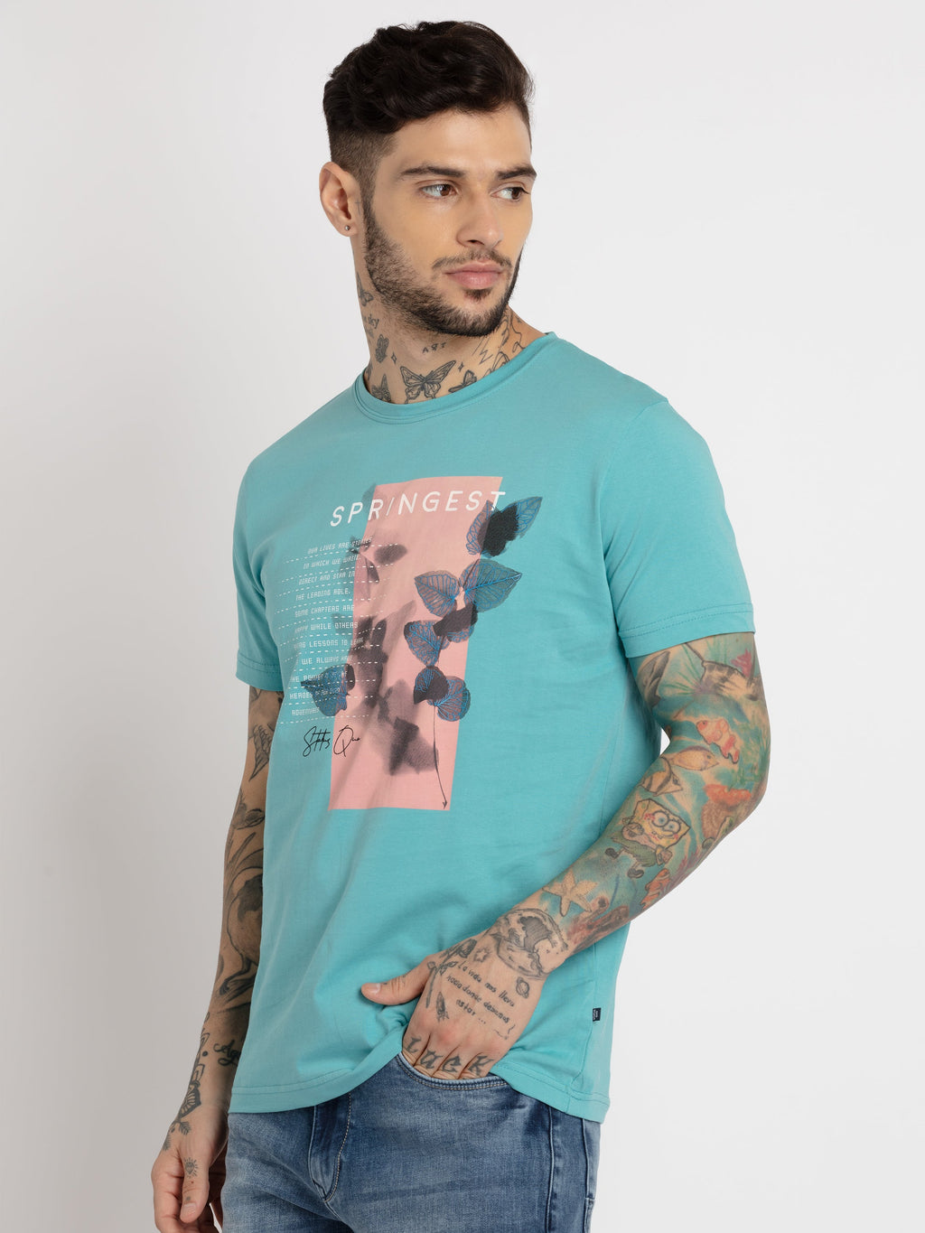 Mens Printed Round Neck T-shirt