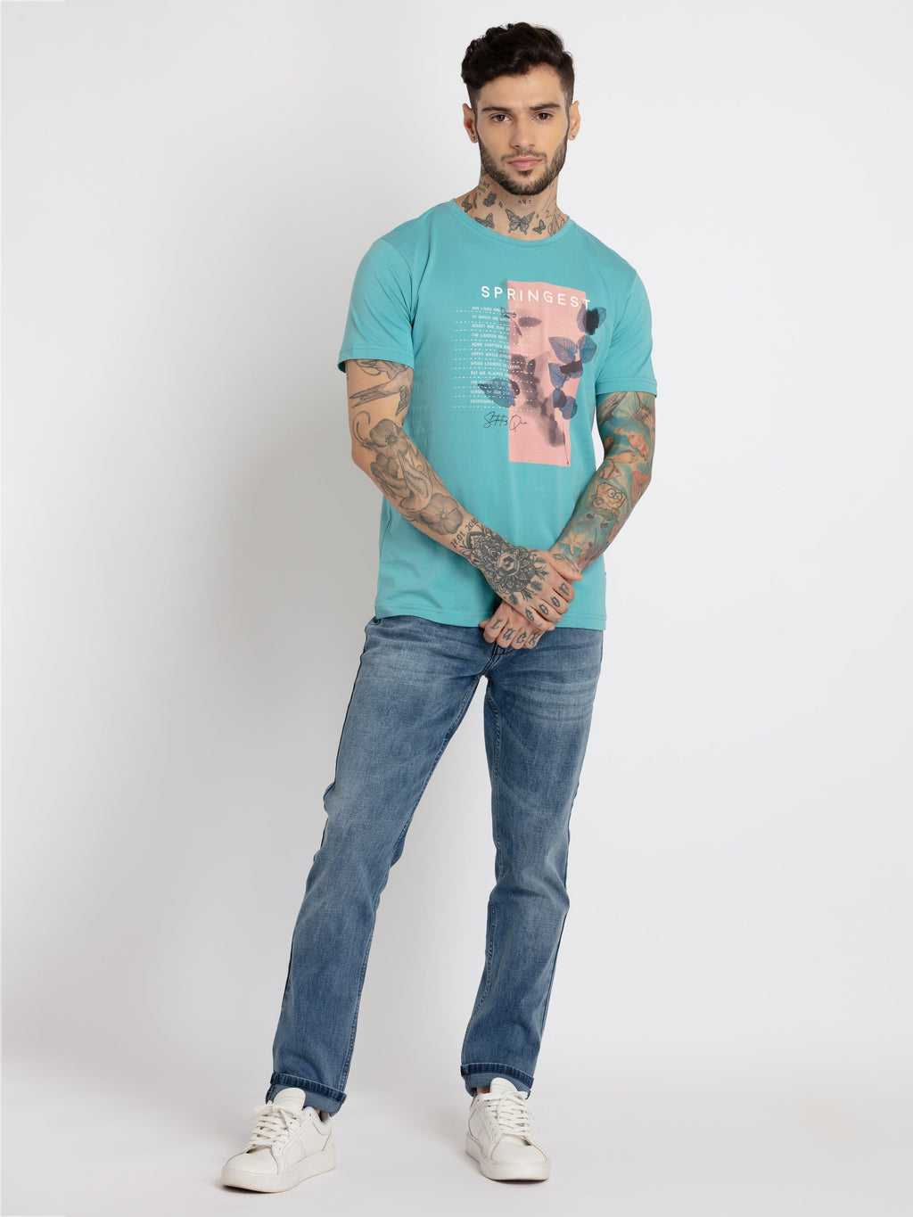 Mens Printed Round Neck T-shirt