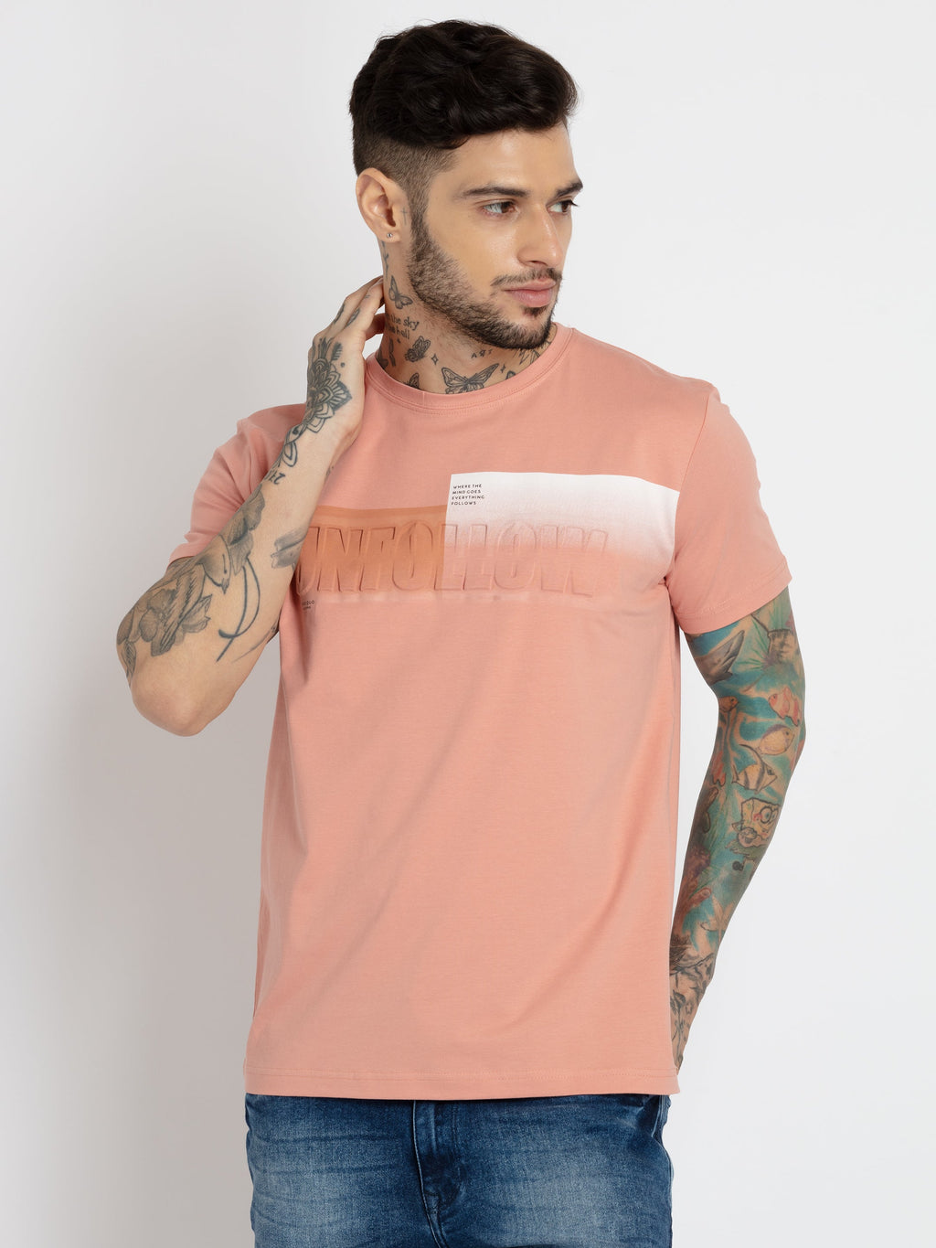 Mens All Over Printed Round Neck T-shirt
