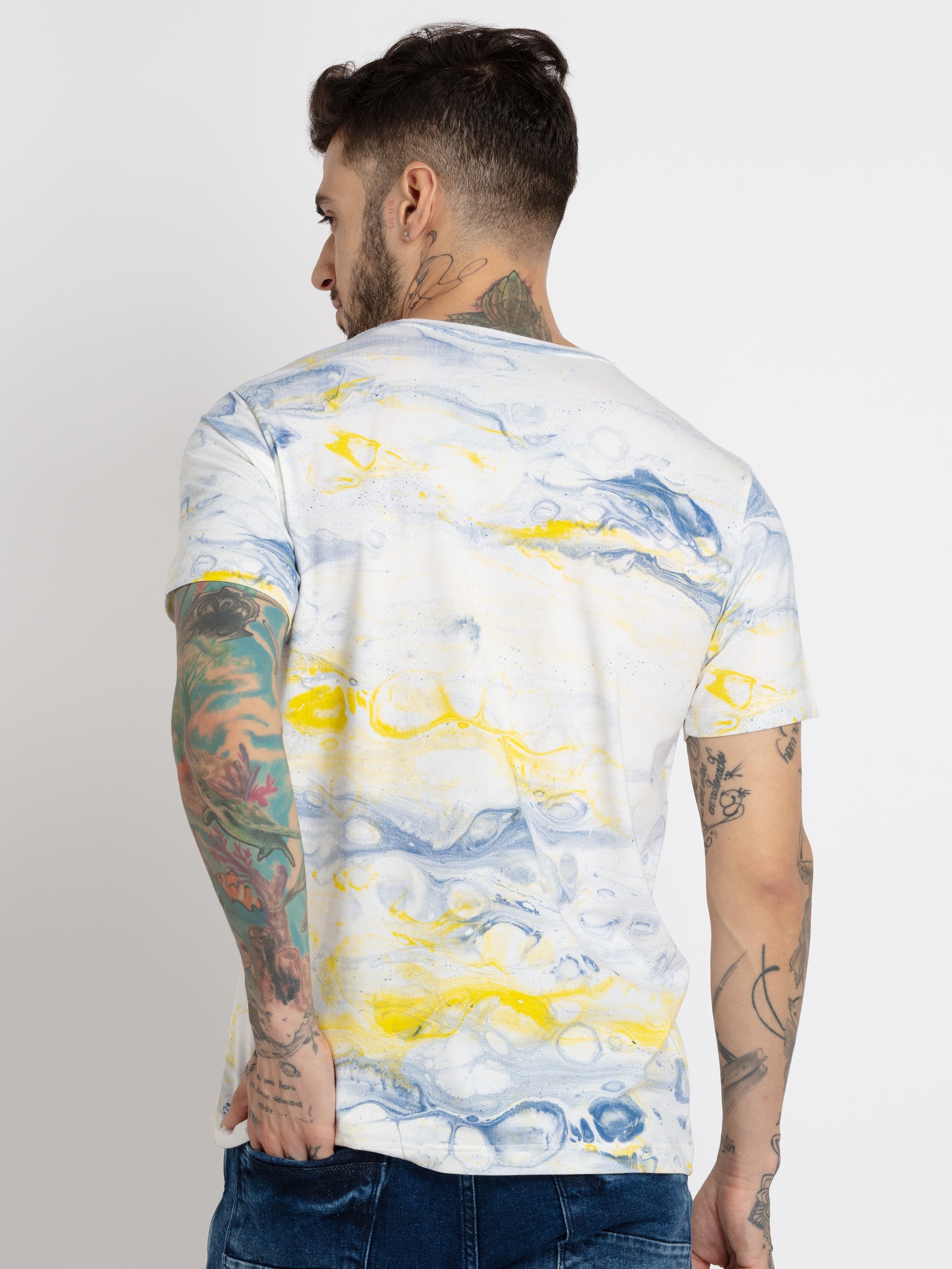 Mens All Over Printed Round Neck T-shirt