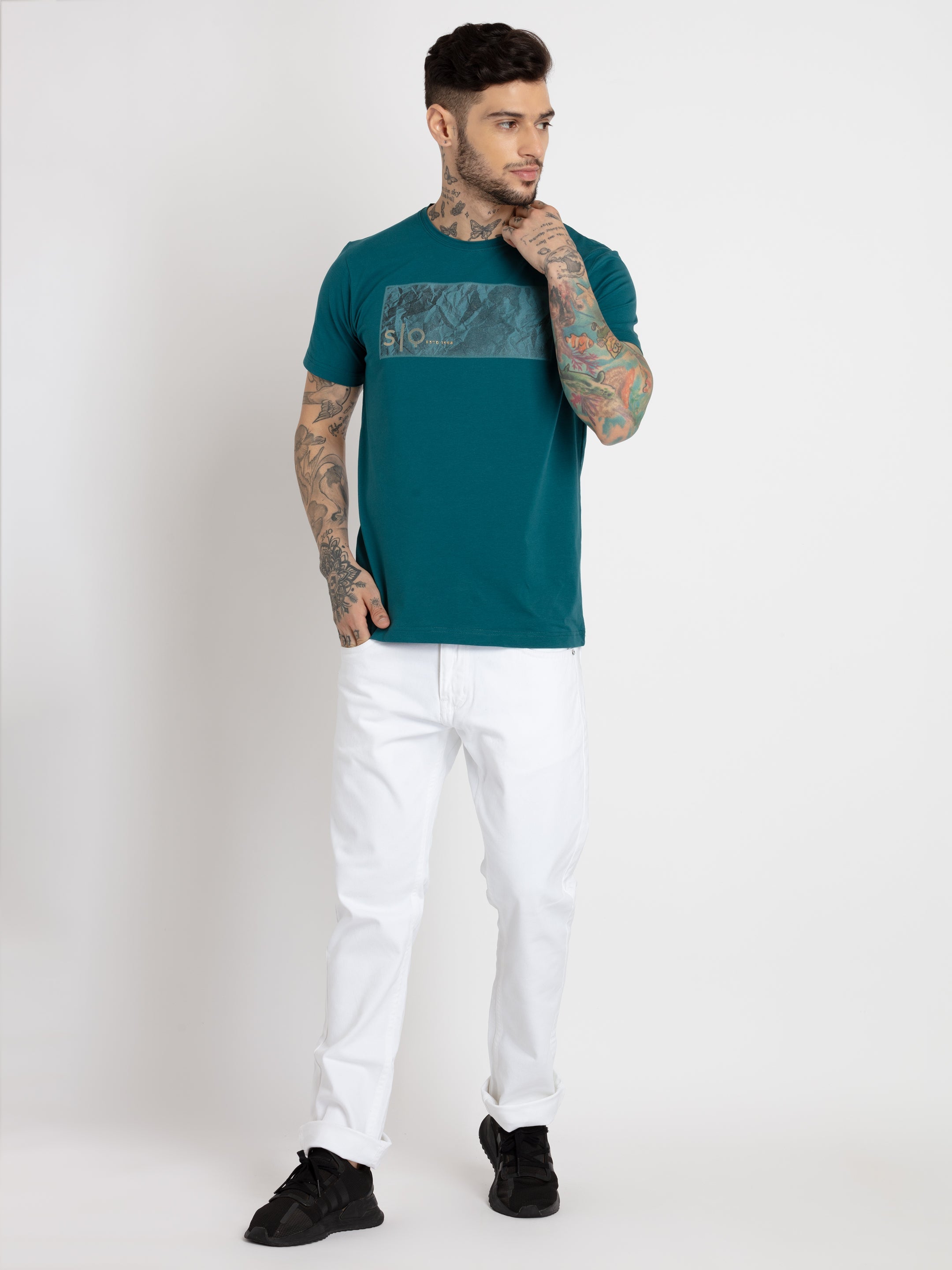 Mens Printed Round Neck T-shirt
